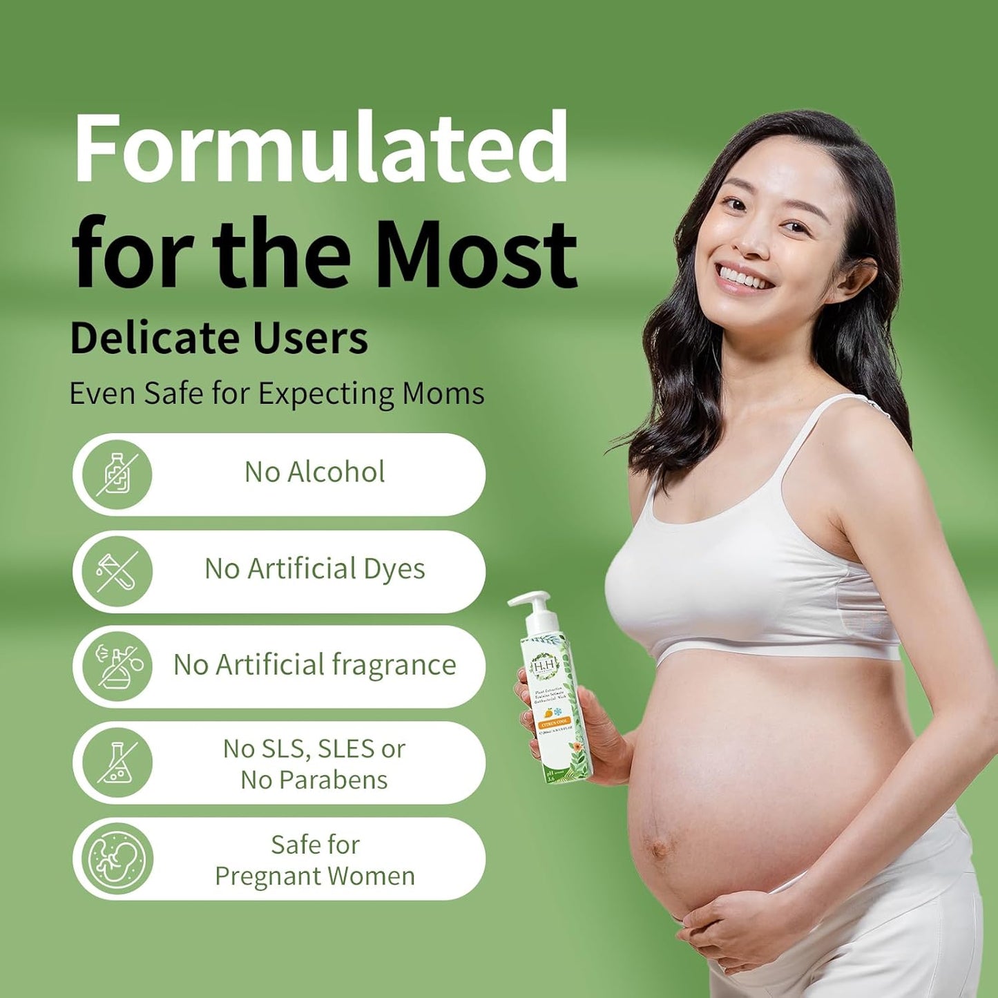 HH Herb & Health Feminine Wash for Women, pH3.6 Lactobacillus Cleanser with Botanical Extracts, Hydrating Intimate Care for Odor Dryness and Itch, Sensitive Skin Safe, Woodland Breeze Scent Cool