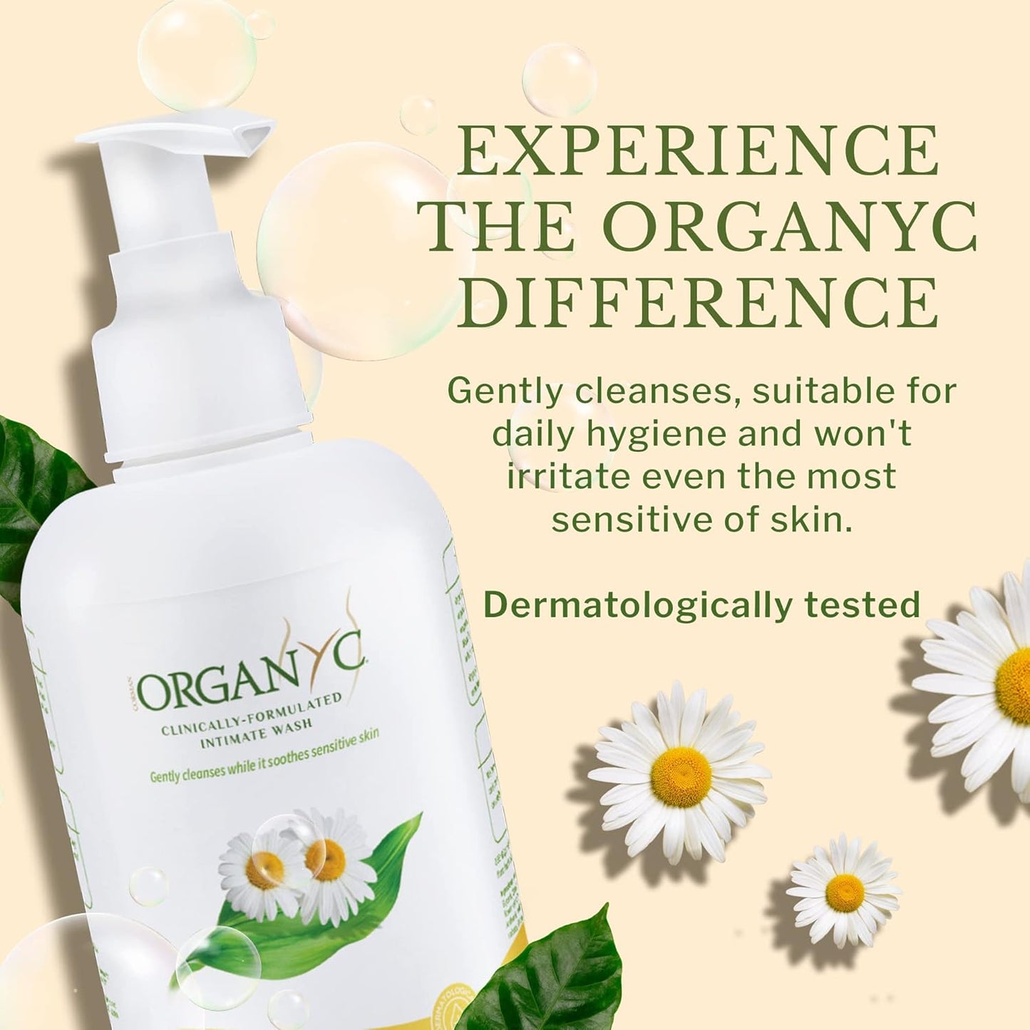 Organyc - Feminine Intimate Wash for Sensitive Skin - Free from Chlorine, Parabens, SLSSLES, and Synthetic Perfumes - 8.5 Fl Oz with Chamomile (2 Pack)