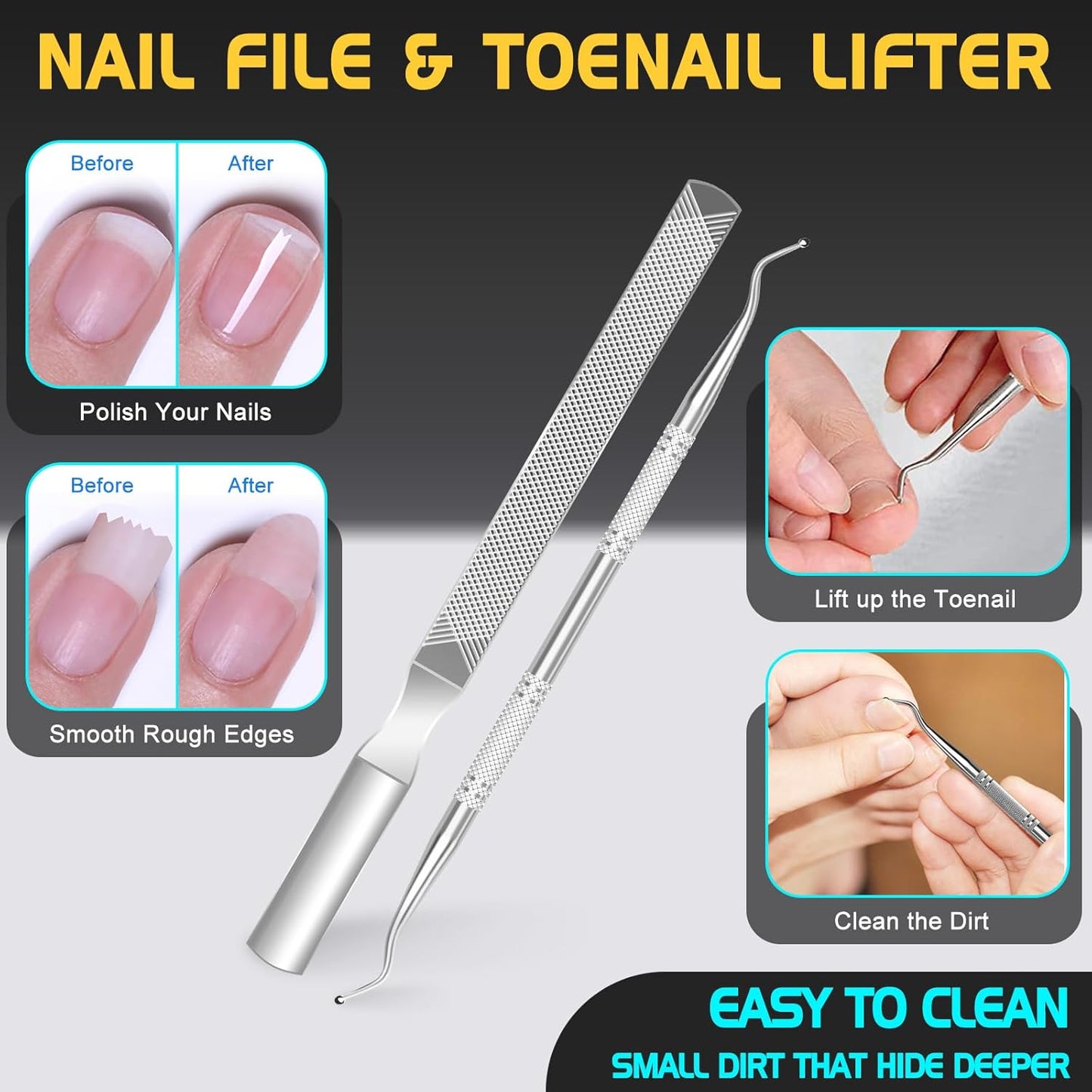 Toenail Clippers for Seniors Thick Toenails, Large Long Handle Toe Nail Clippers for Men with Wide Opening, Heavy Duty Sharp Nail Clippers with Catcher, Ingrown Toenail Clippers with Slanted Blade