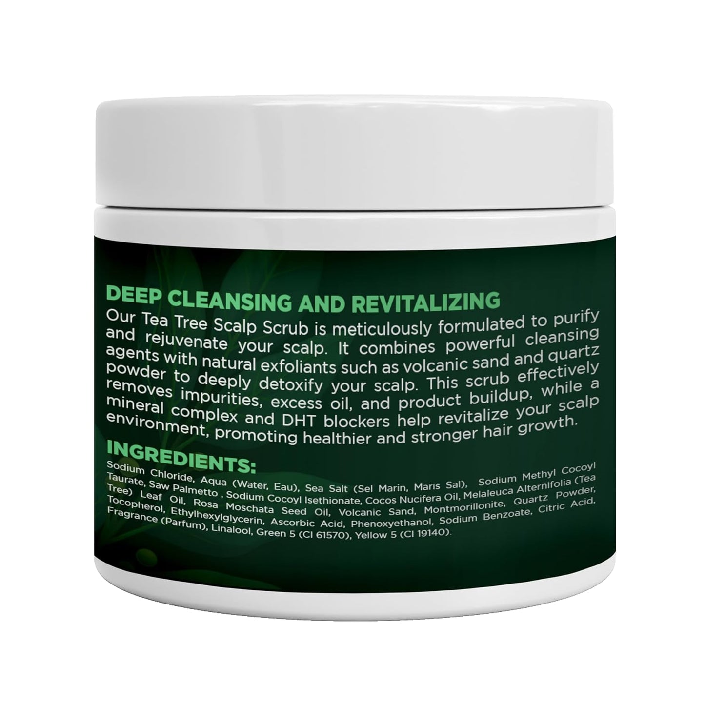 Tea Tree Scalp Scrub | Antifungal Itchy Scalp Treatment with Tea Tree Oil, Quartz Powder & Sea Salt | Gently Exfoliates, Relieves Dryness, Fights Dandruff, Promotes Healthy Hair Growth & Scalp Relief