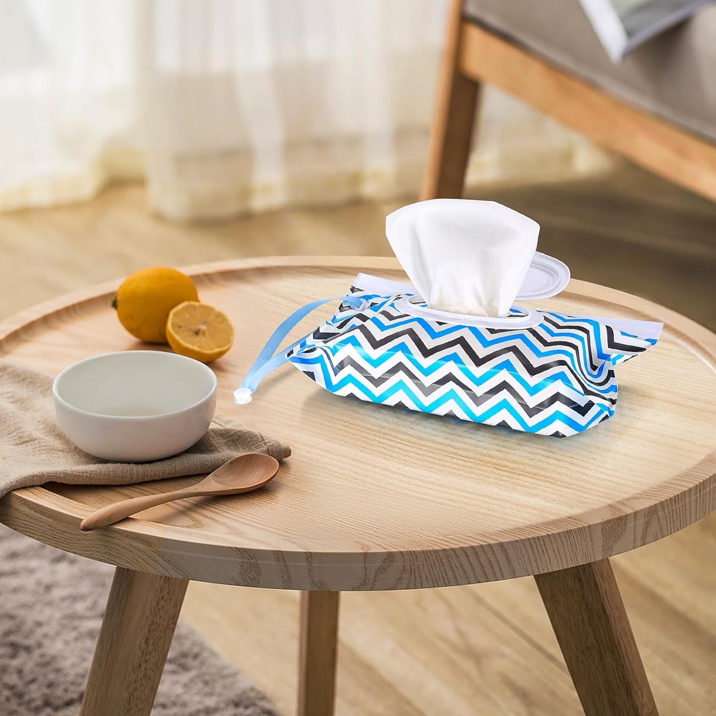 Baby Wipes Dispenser, 2 Pcs Travel Baby Wipe Holder, Refillable Baby Wet Wipe Pouch, Reusable Baby Wipes Container, Portable Wipe Dispenser, Wipe Bags for Travel, Wave and Plaid Patterns