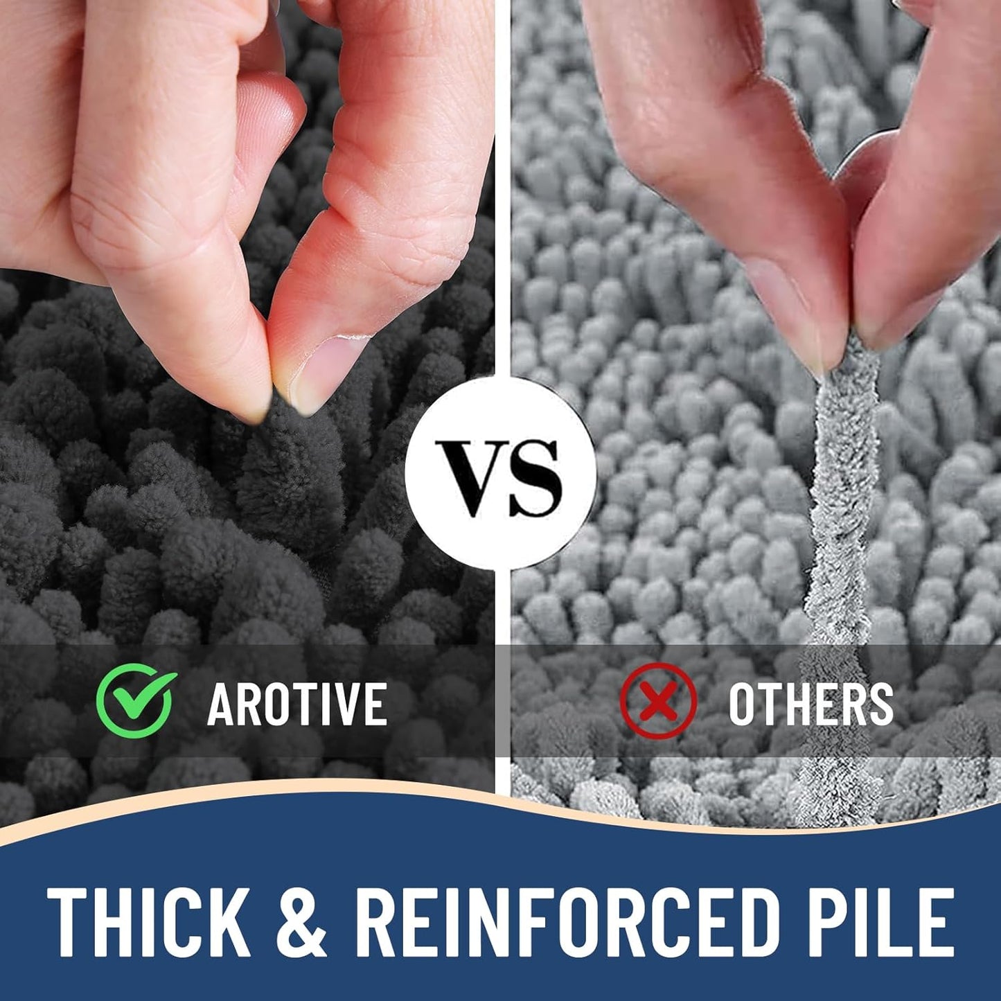 Arotive Luxury Round Chenille Bathroom Rug Mat, Extra Soft Thick Absorbent Shaggy Bath Rugs, Non-Slip Machine Wash Dry Plush Bath Mats for Bathroom, Shower and Tub, 24x24, Dark Grey