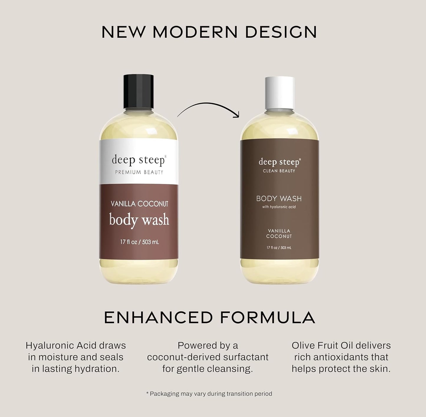 Deep Steep Body Wash, 17oz (Vanilla Coconut)