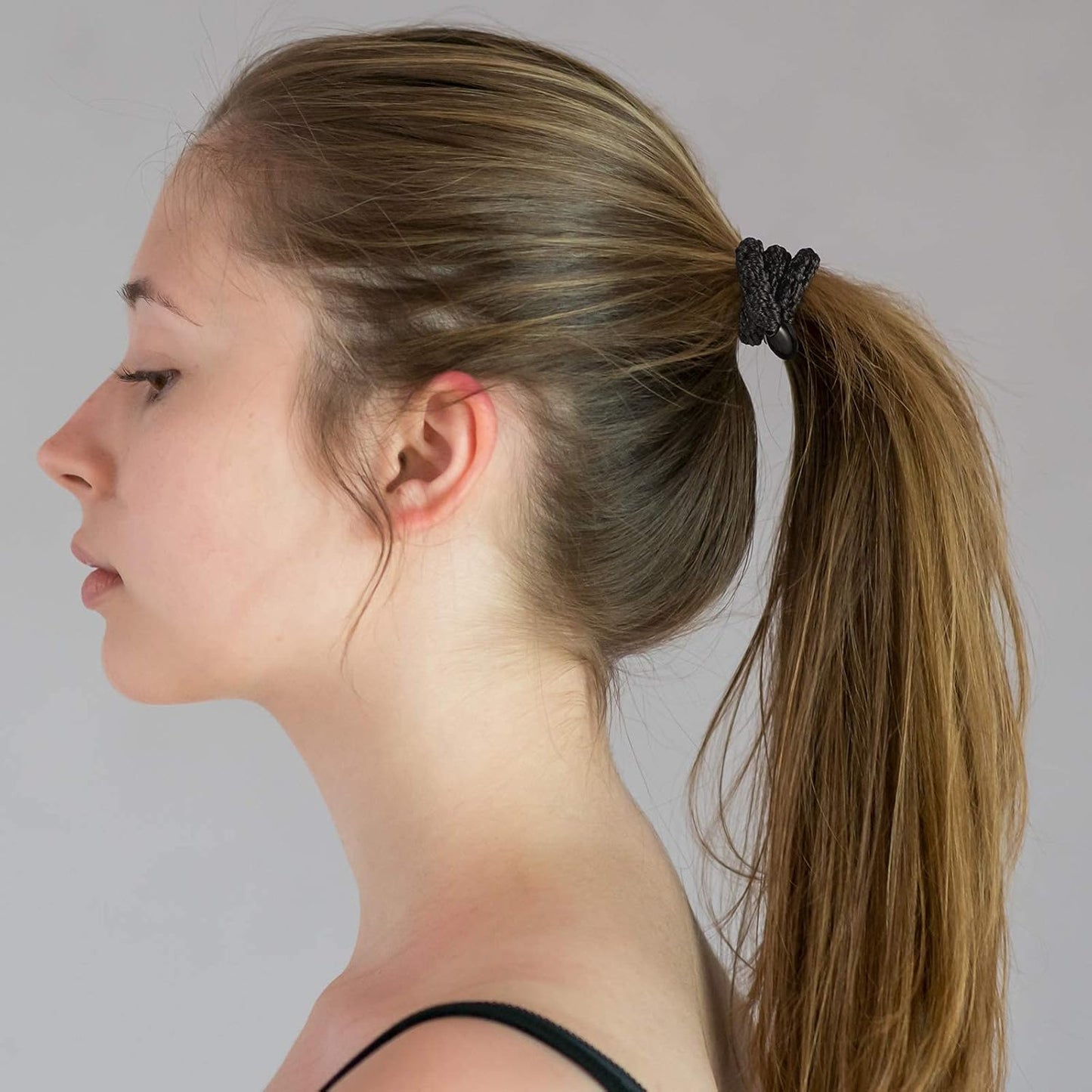 Black Elastic Hair Ties for Women and Girls, Funtopia 30 Pcs No Metal No Slip Braided Ponytail Holders for Thick and Medium Hair