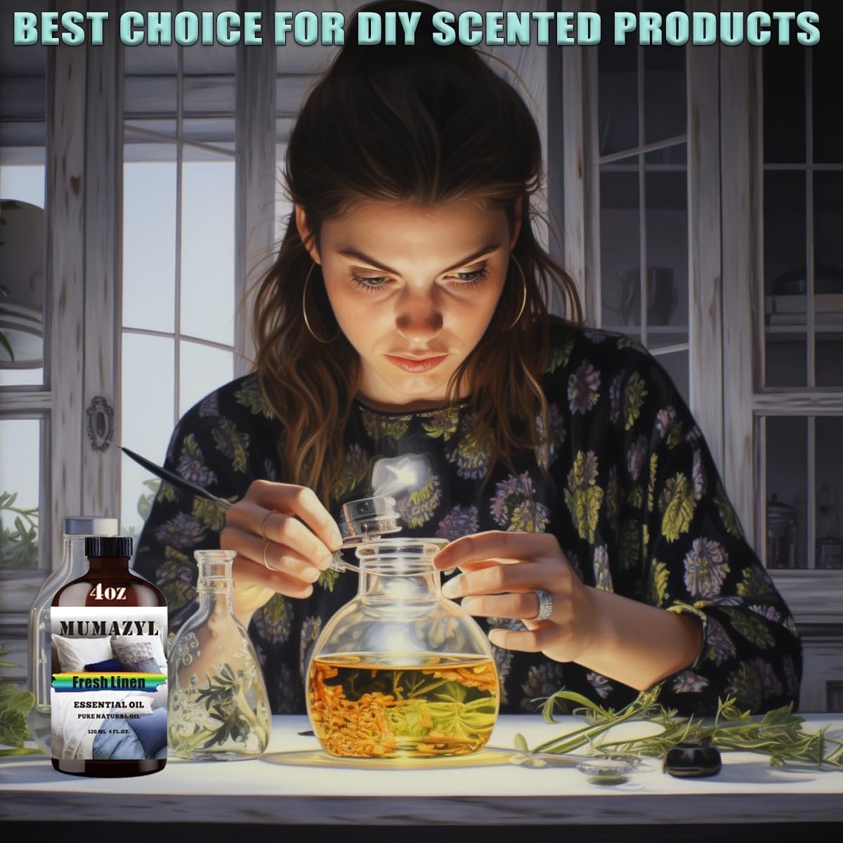Fresh Linen Essential Oil, Fresh Linen Oil 4 Fl Oz 120ML for Diffuser Humidifier Yoga Cleaning DIY Candle Soap Making Fragrance Oils