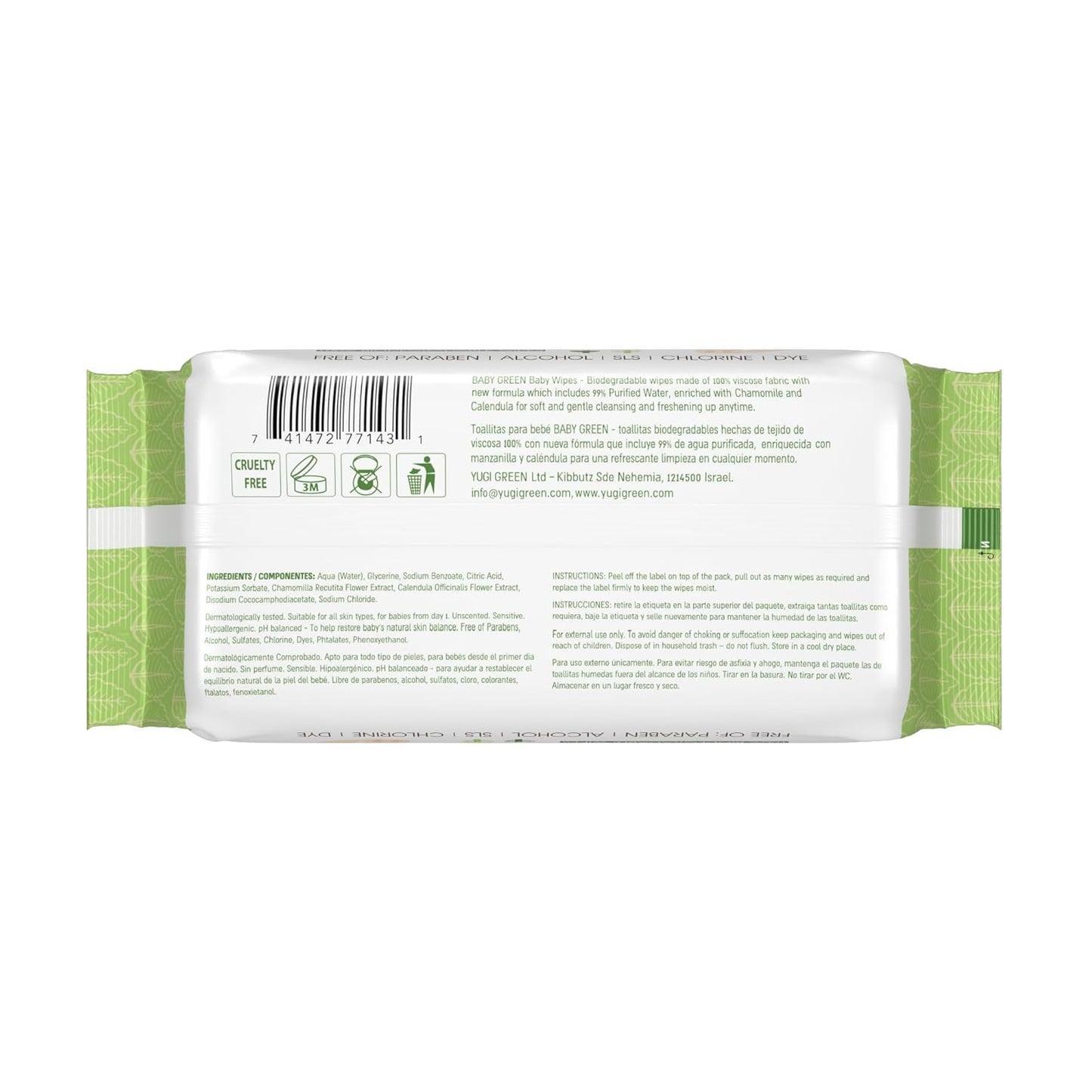 Yugi Green Baby Wipes β Unscented, Compostable, Biodegradable, Plant-Based, Fragrance-Free, for Sensitive Skin & Babies β 1 Pack of 72 (72Count)