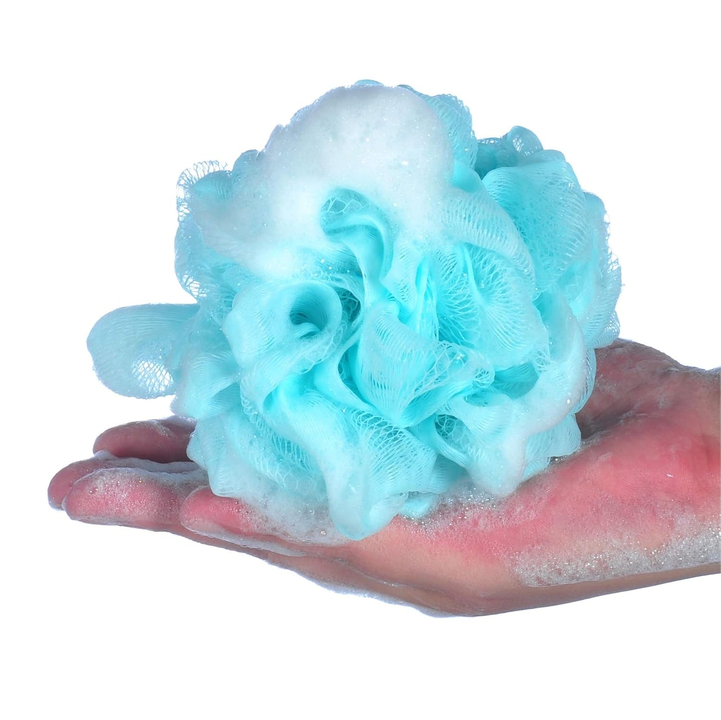 60g/pcs Mesh Bath Pouf Shower Loofahs Shower Puff Pack of 4 (Blue)