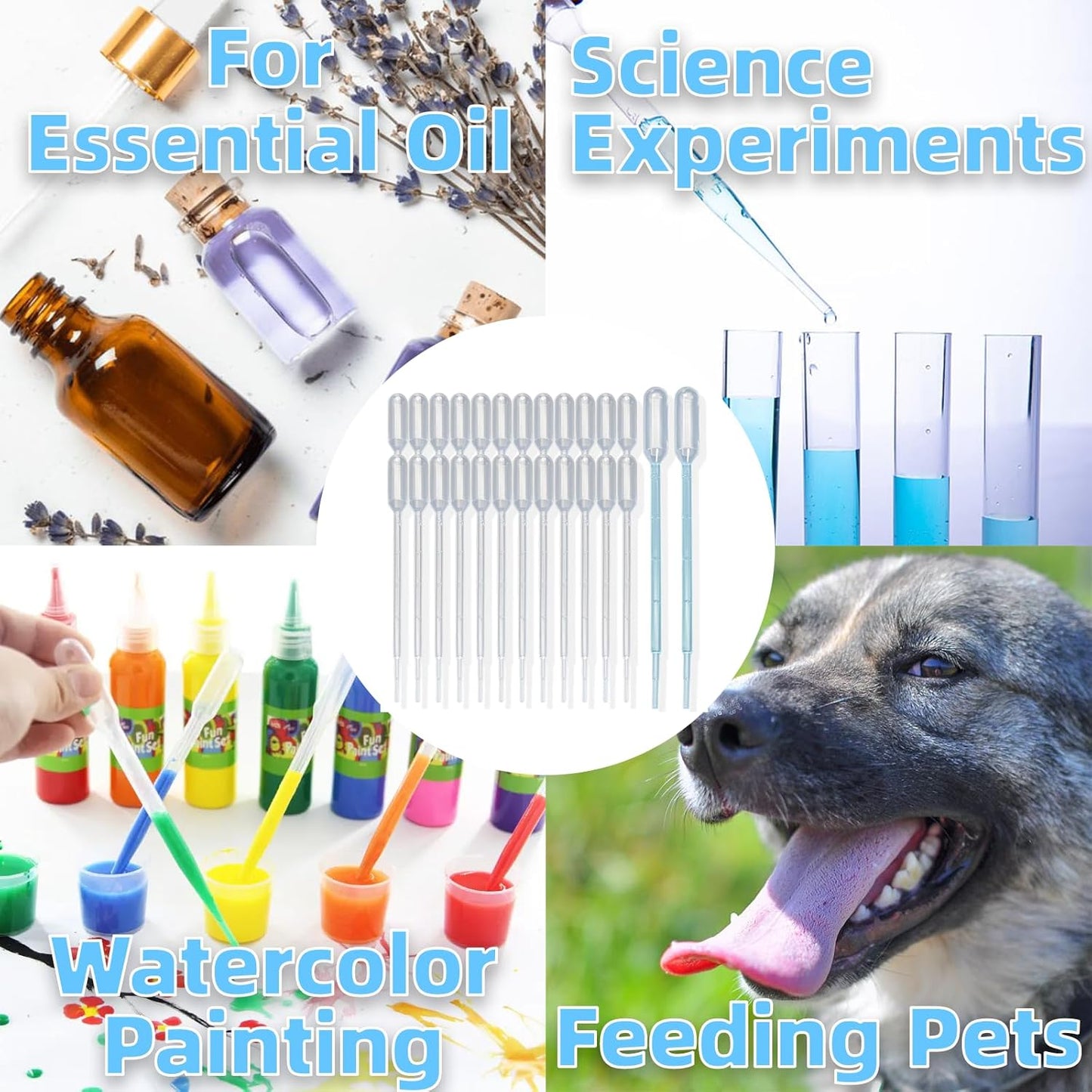 1mL Pipettes Dropper 100PCS, Premium Disposable Plastic Transfer Pipette for Essential Oils, Lab, Health Care, Crafts, Measuring and Transferring a Variety of Liquids - Eye Dropper