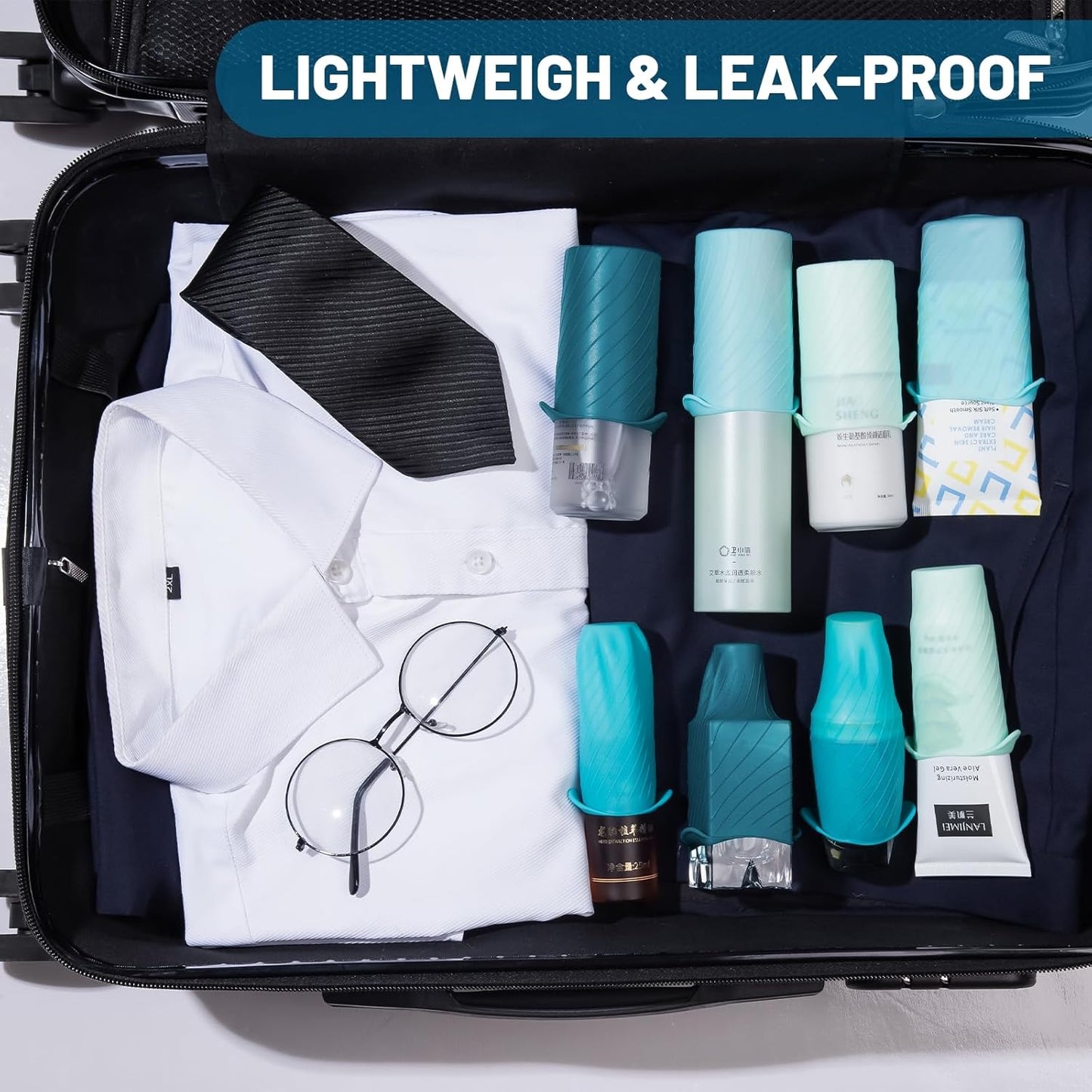 Bottle Covers for Travel, Leak Proofing, Travel Size Container Silicone toiletry sleeves, Leak Locks Travel Accessories for Shampoo Wash Body Bottles and other beauty and personal care(8pcs)