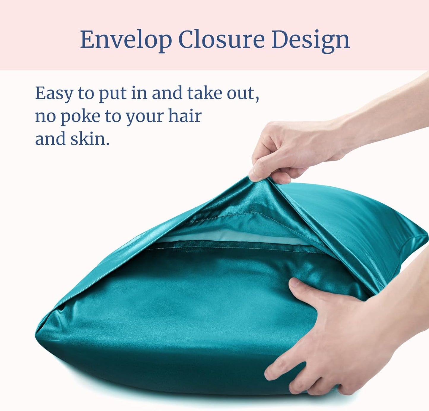 BEDELITE Satin Pillowcase for Hair and Skin, Super Soft Similar to Silk Pillow Cases 4 Pack with Envelope Closure, Cooling Pillowcases for Women Men (20"x36" King Size, Teal)