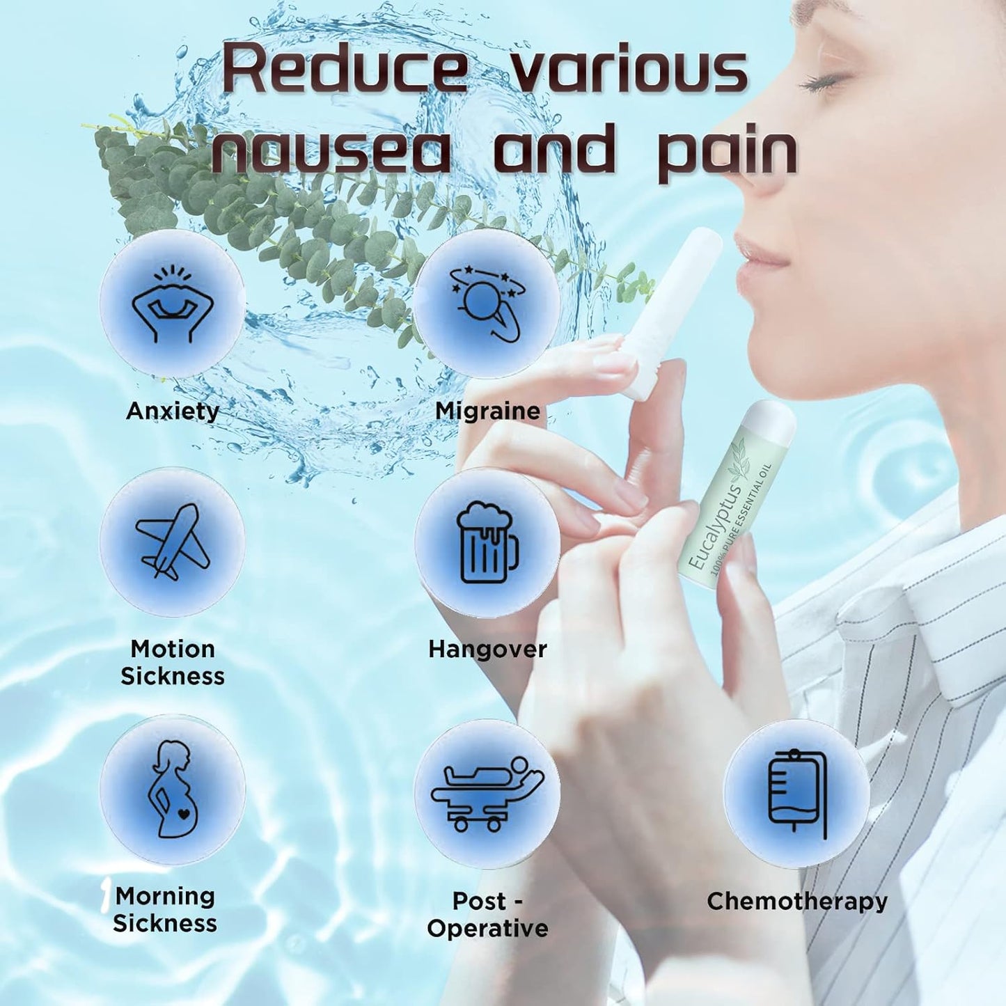 Hion Nausea Relief Inhaler-Eucalyptus, 100% Natural Essential Oils Inhalers