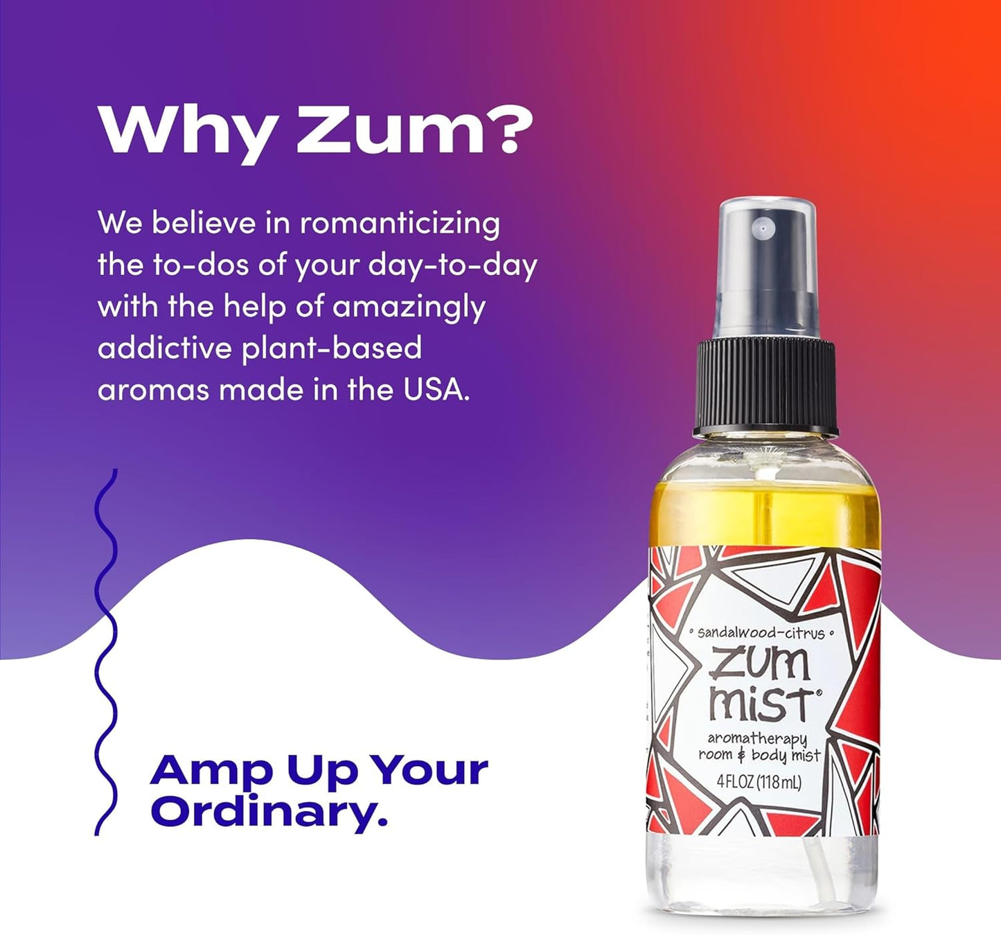 Indigo Wild Zum Mist Room & Body Spray - Aromatherapy Essential Oil Spray - Natural Body Mist & Room Spray - Sandalwood-Citrus Scent - 4 fl oz (2 Pack)