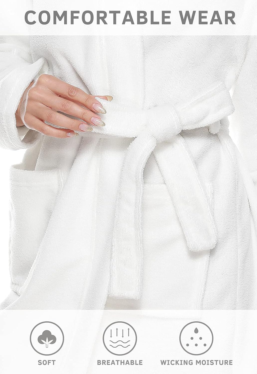 Orrpally Women Kimono Robes Lightweight Terry Cloth Bathrobe Knee Length Bath Robe