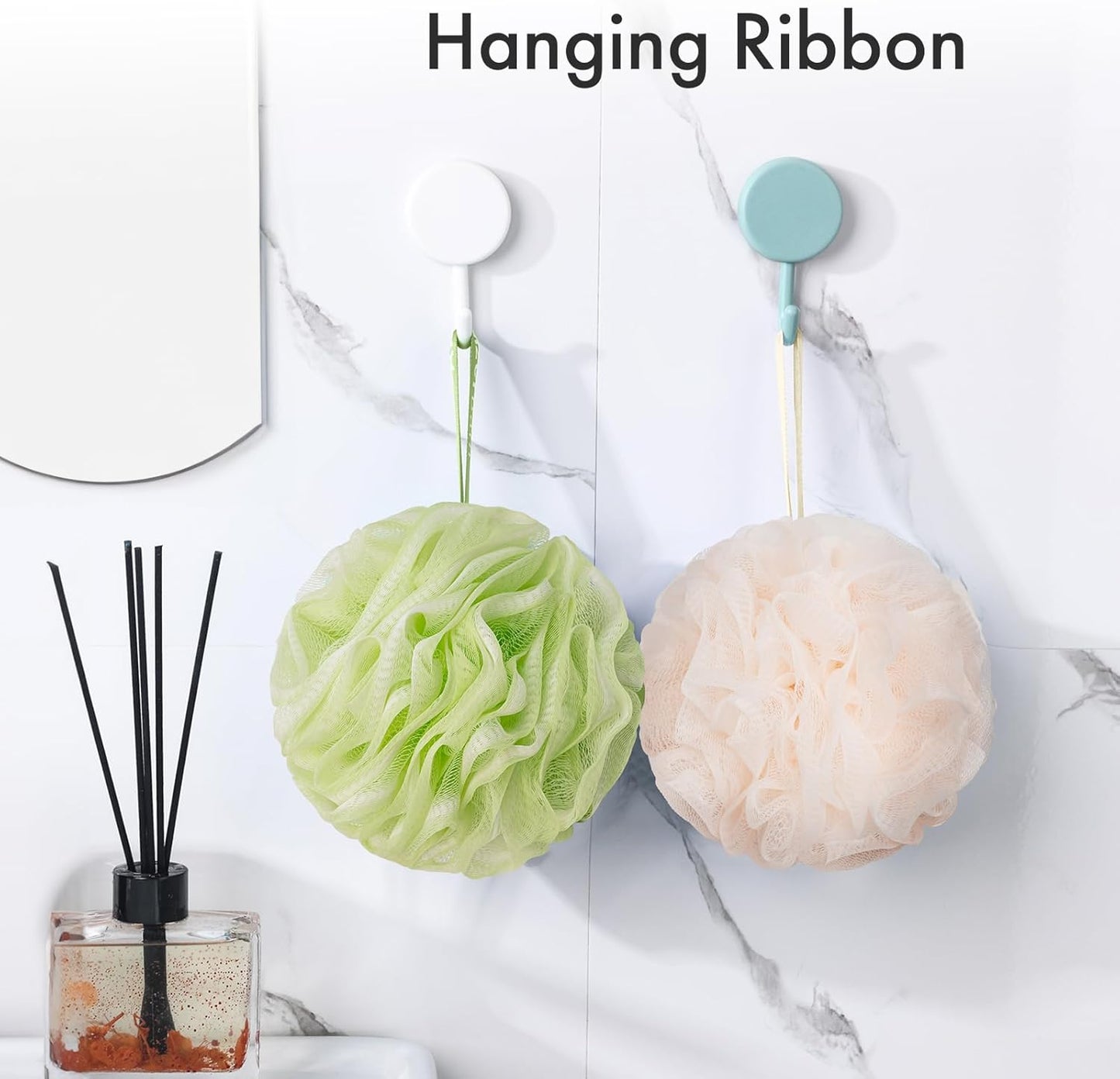 AmazerBath Bath Loofah Sponge (Pack of 4), Shower Loofah 60g/PCS Body Scrubber Loofa - Light Orange-Green-Grey-Beige, Bath Sponge for Men and Women