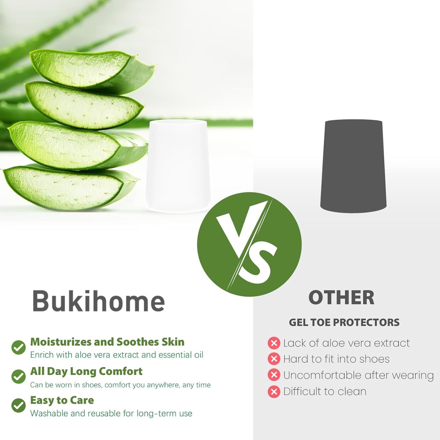 Bukihome Silicone Toe Protectors – 14 Pack Silicone Toe Sleeve for Hammer Toes, Corns, Calluses, Blisters – Soft Gel Protector Toe Cushions for Pain Relief (Clear, Pinky)