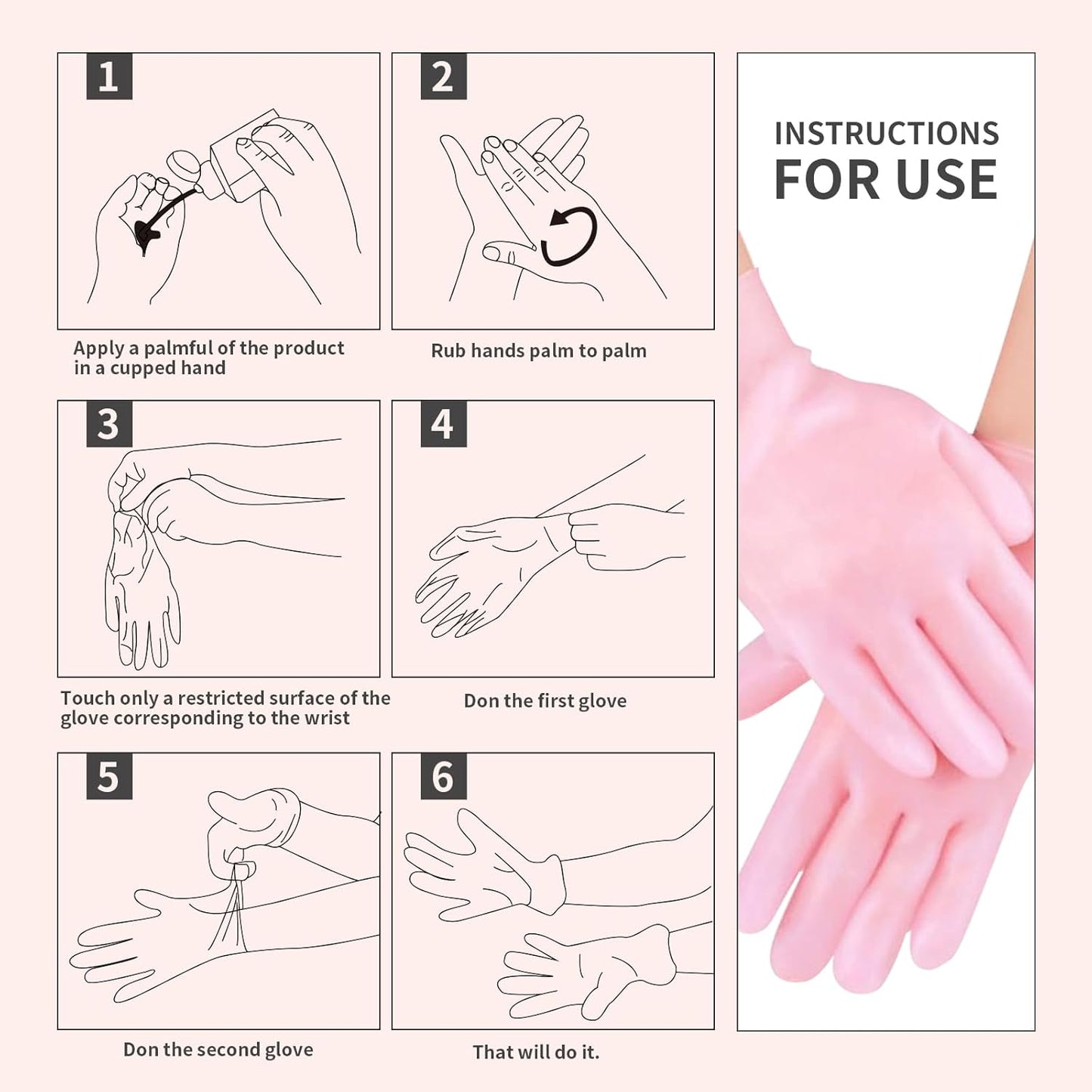 MoyRetty Silicone Moisturizing Gloves 2 Pairs, Flexible & Durable, Ideal for Dry Hands, Home Spa Experience - Pink & Beige