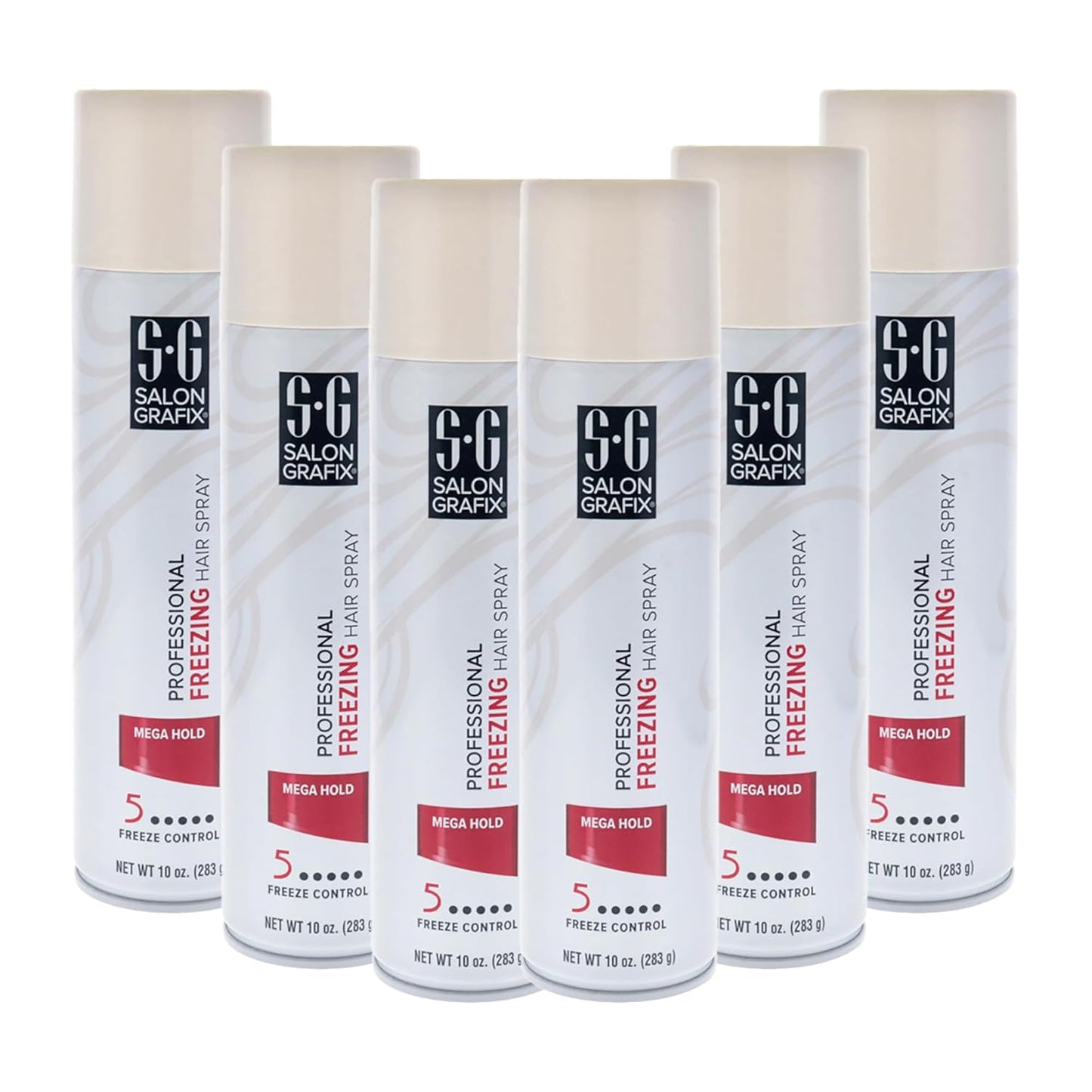 Salon Grafix Freezing Hair Spray Mega Hold - Quick-Drying Hairspray for Women and Men - Volumizing Formula - Professional Quality Results - 6 pc