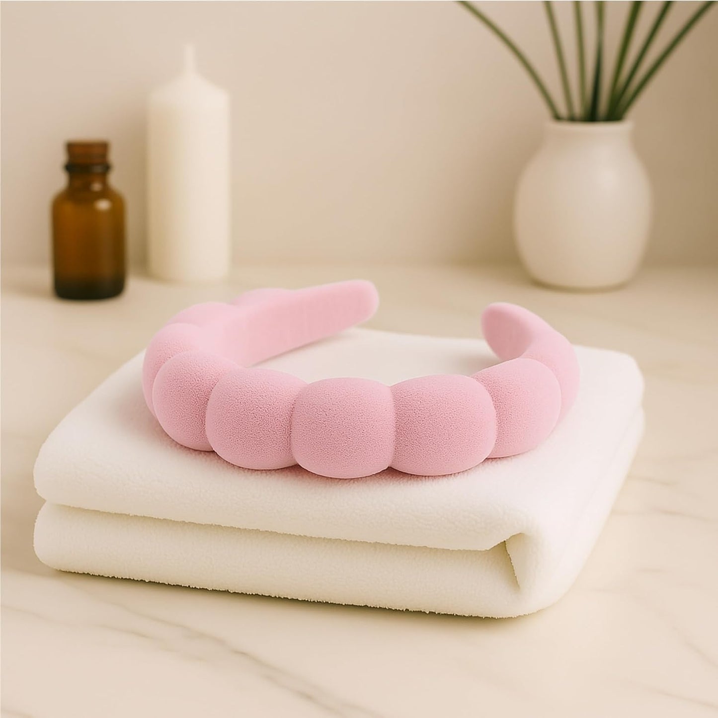 Skincare Headband - Hair band for Washing Face & Makeup Headband for Women - Terry Cloth Hairband for Spa & Skincare Routines - Perfect for Face Wash & Makeup Application (Pastel Pink)