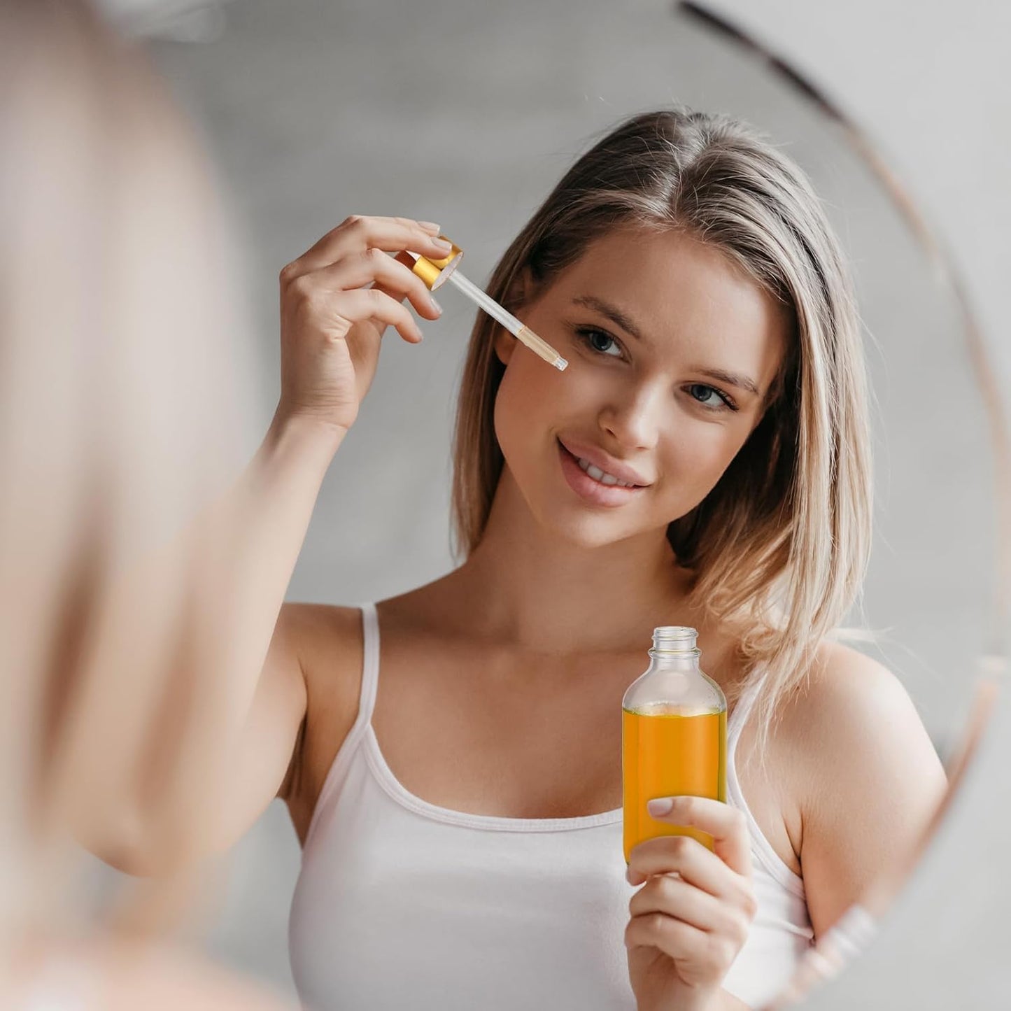 Dandat 50 Pack 4 oz Glass Dropper Bottles Leakproof 120 ml Glass Tincture Bottles with Eye Droppers, 4 Funnels, 54 Labels for Essential Oil Perfumes Hair Oil(Clear)