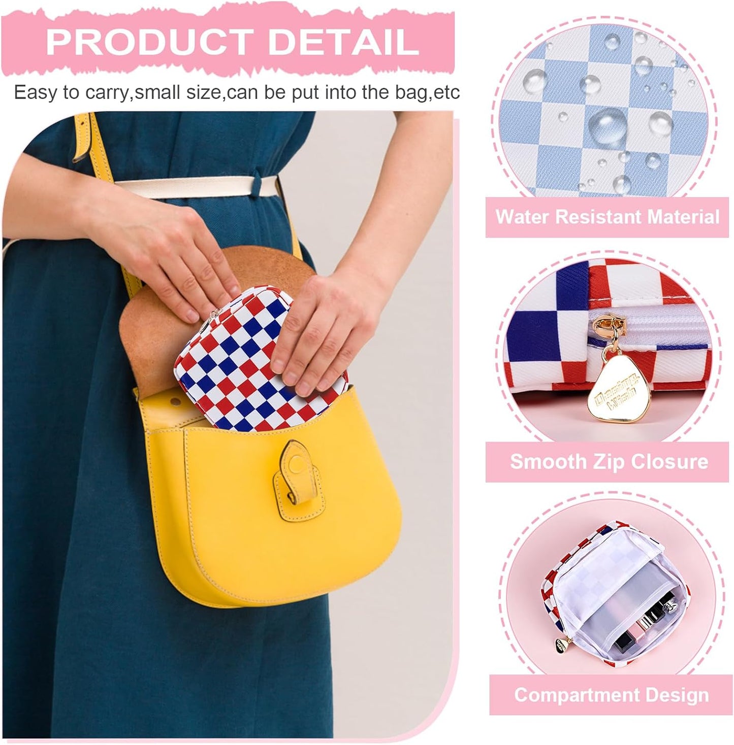 Desing Wish Period Bag Pouch Soft Cloth Sanitary Napkin Storage Bag Portable Menstrual Pad Pouches Tampon Holder for Purse First Period Kit for Girls 9-12 (Grass Green Plaid)