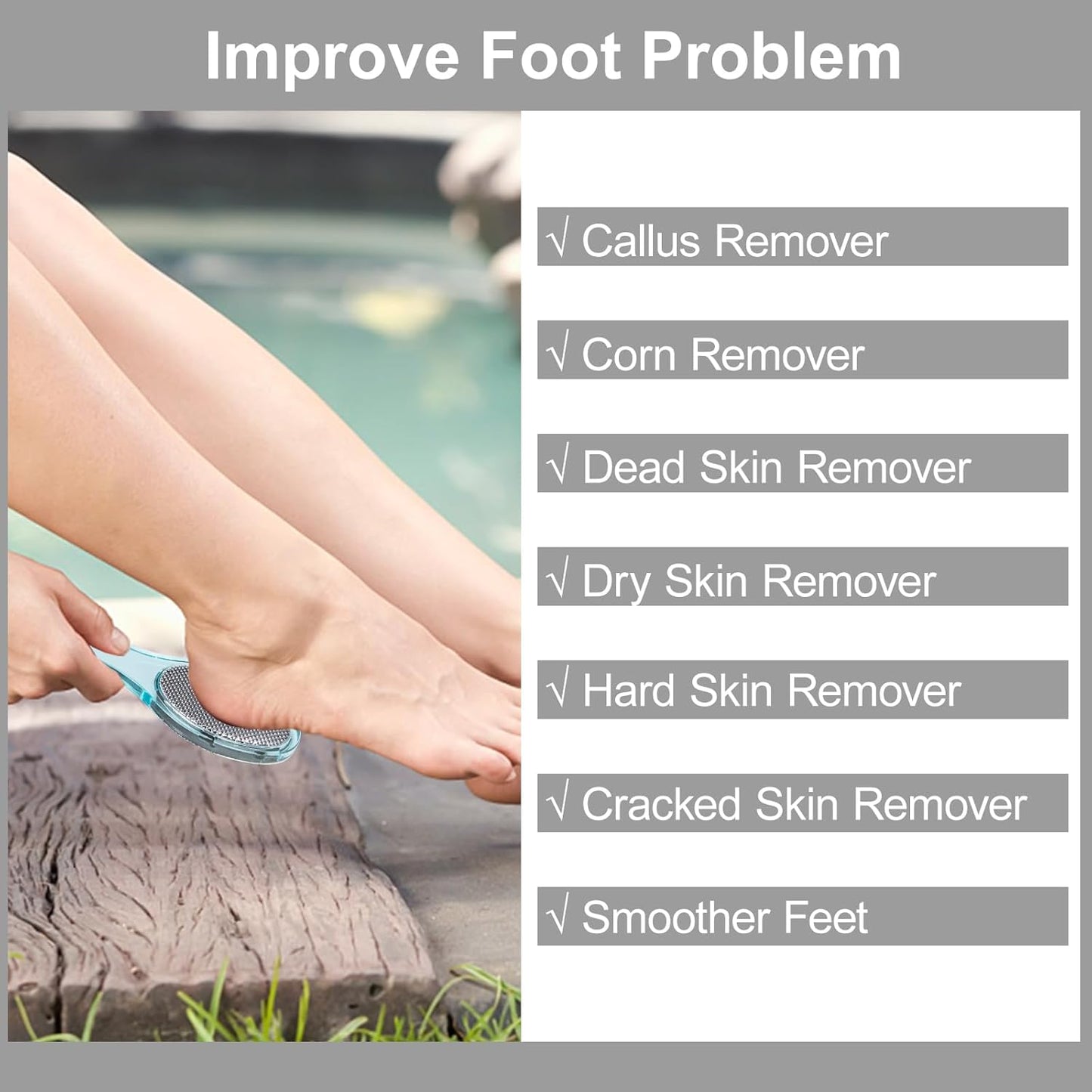 Pumice Stone Brush for Feet 4 in 1, Foot File Callus Remover, Foot Rasp and Sand Paper Pedicure Tools with Handle, Shower Foot Scrubber, Soft Smooth Feet for Home Foot Care,2 Pack