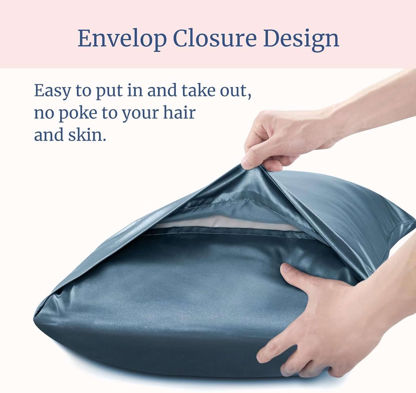BEDELITE Satin Pillowcase for Hair and Skin, Super Soft Similar to Silk Pillow Cases 4 Pack with Envelope Closure, Cooling Pillowcases for Women Men (20"x36" King Size, Bluesteel)