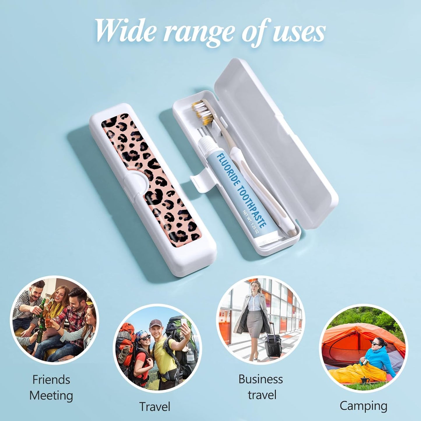 2 Pcs Toothbrush Travel Case - Colorful Pattern, Holder and Covers for Toothbrushes, Includes Tongue Scraper Case