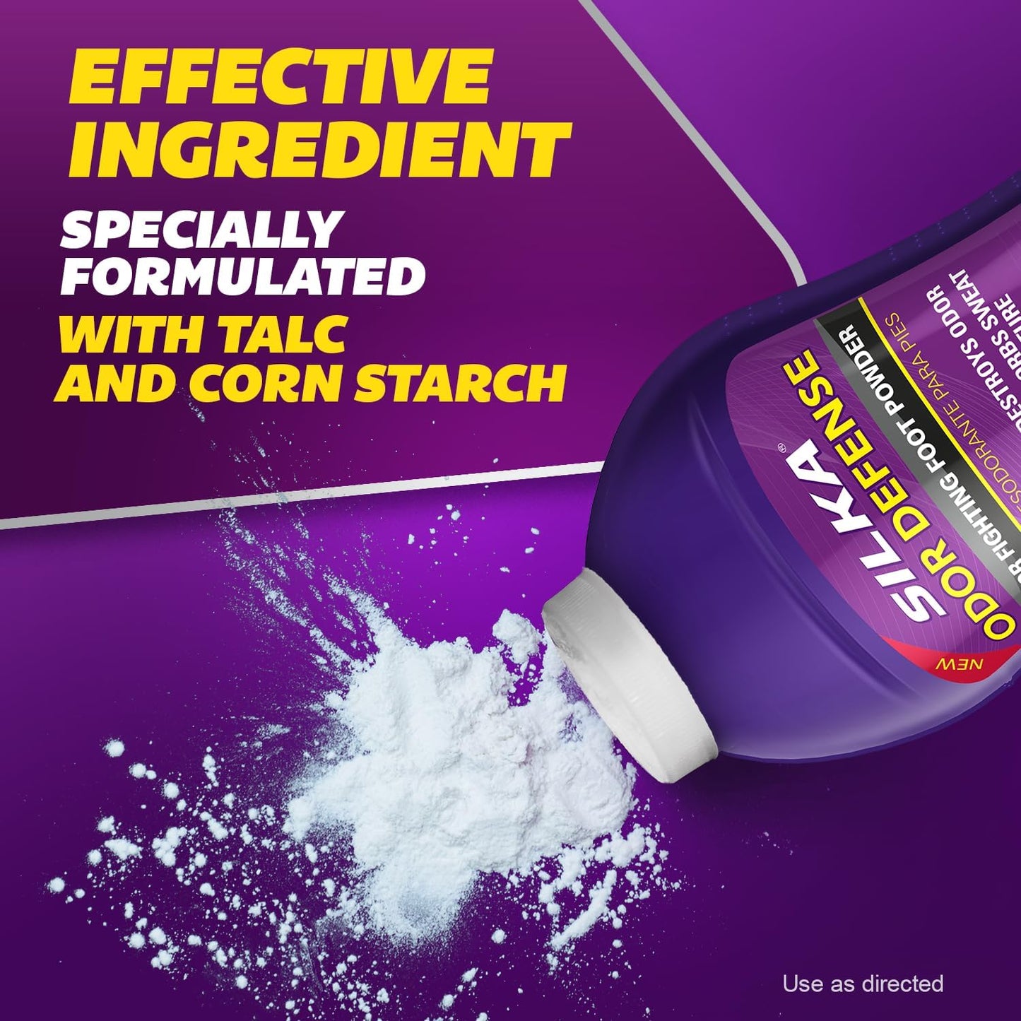 SILKA Odor Fighting Foot Powder & Shoe Deodorizer with Corn Starch Powder, Talc & Cooling Beads for Lasting Freshness, Absorbs Sweat & Excess Moisture, 6 Oz (PACK OF 2)