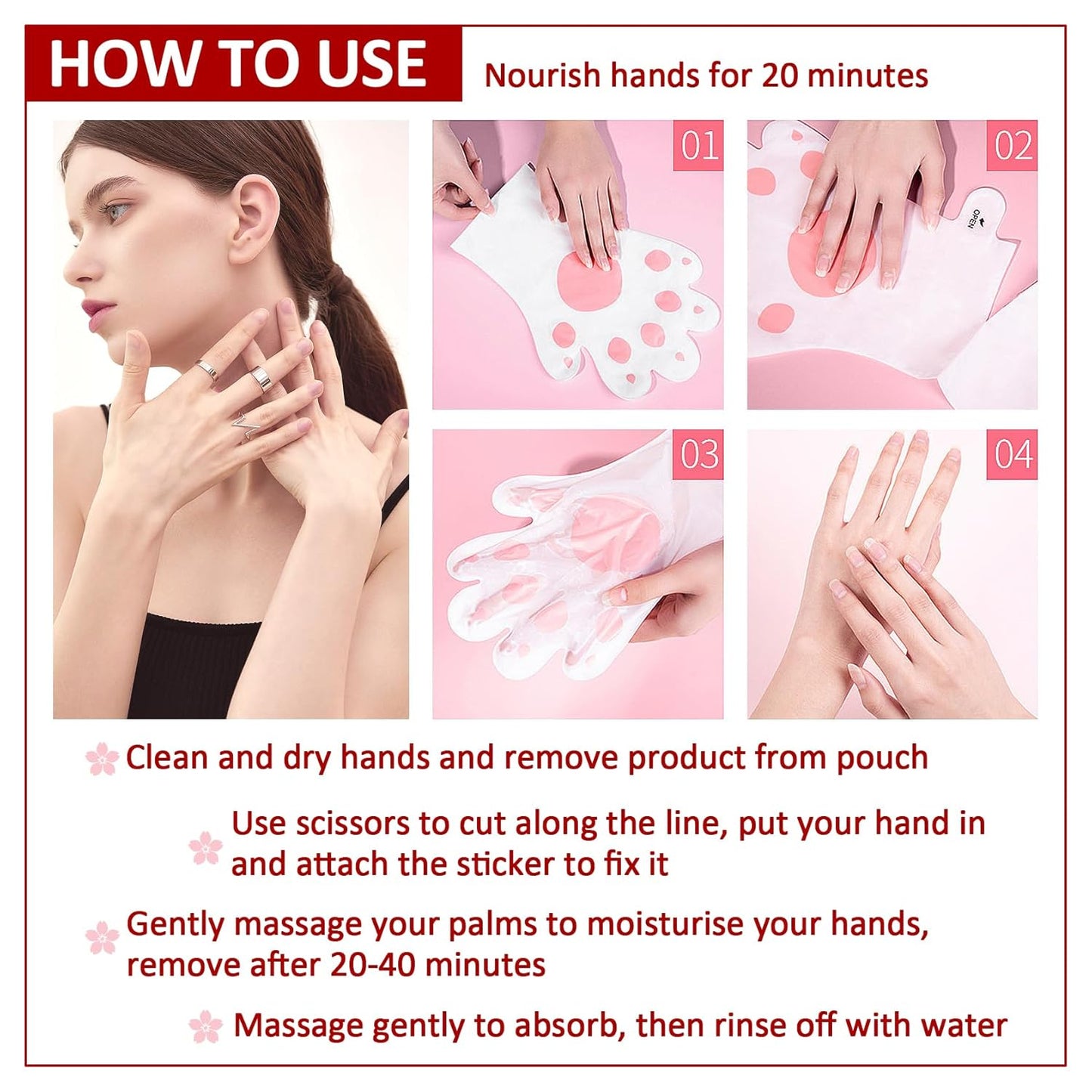 Hand Masks Moisturizing Gloves,6 Pairs Hydrating Hand Peel Masks Gift Set for Dry Cracked Hands Care,Long-lasting and Non-greasy Hand Moisturizer Gloves for Women A
