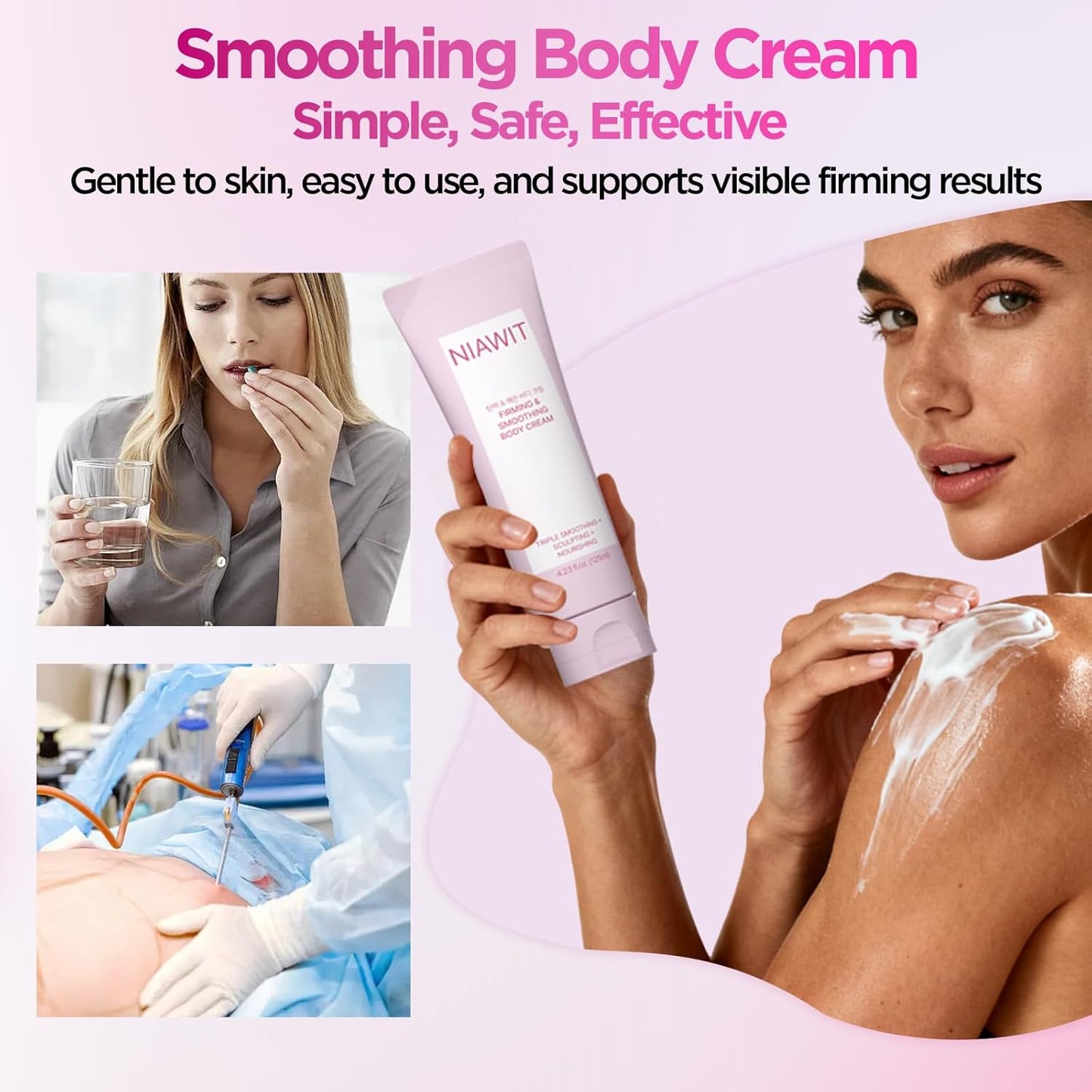Firming Smoothing Body Cream – Visible Lifting & Tightening for Belly, Thighs, Butt | Helps Reduce Cellulite & Sagging Skin, Body Sculpting Moisturizer for Daily Body Care Routine | 4.23 fl.oz