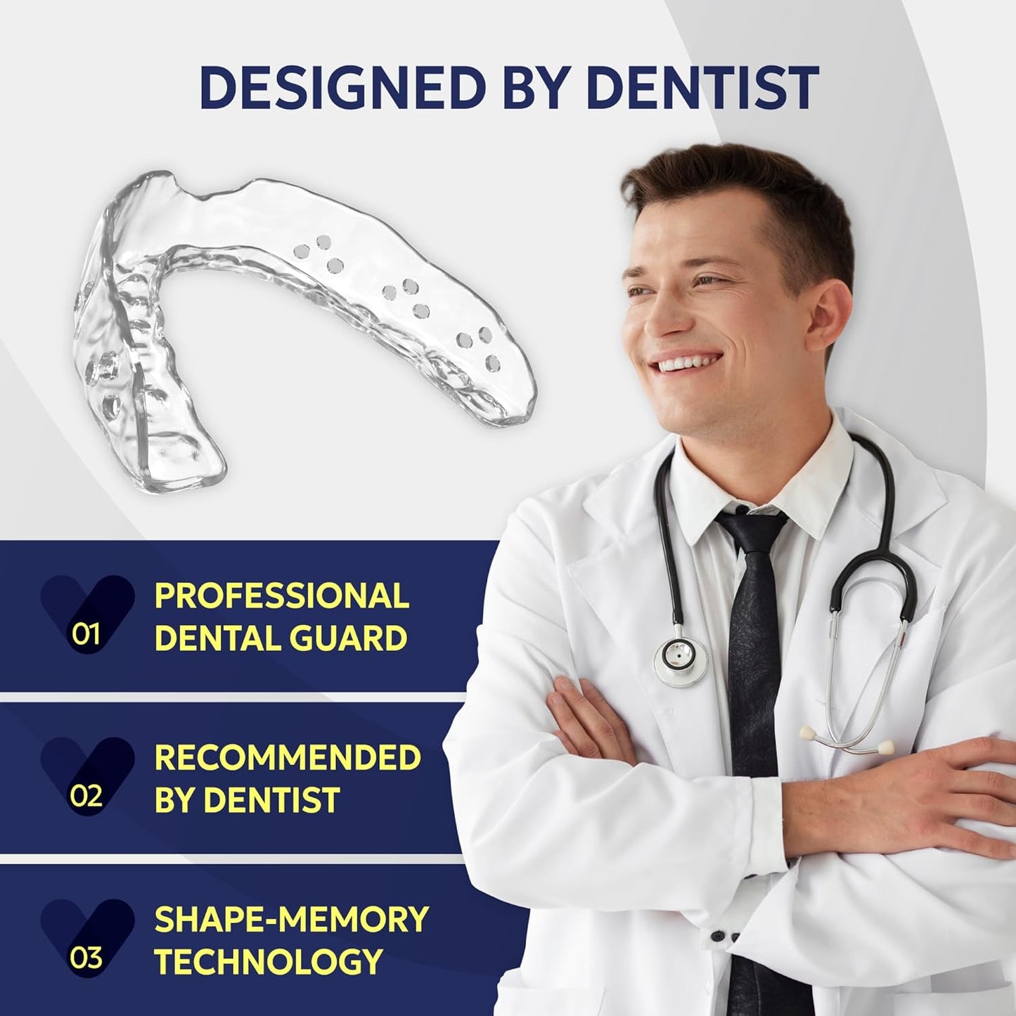 GOYO Slim FIT Pack of 4 Mouth Guard for Clenching Teeth at Night with Thermo Checker & Dental Case | Night Guards for Teeth Grinding | Custom-Fit & Custom Moldable Bruxism Sleep Night Guard