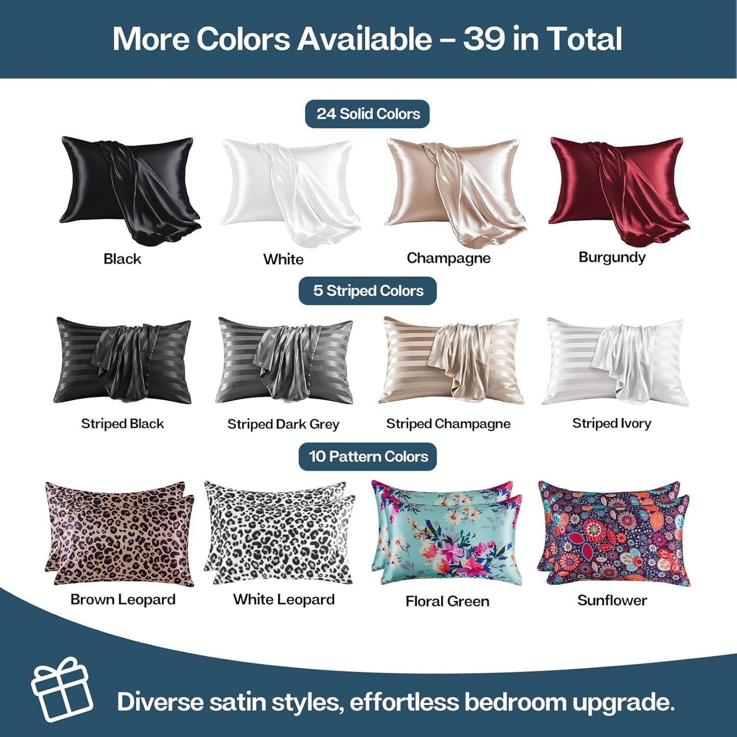 MR&HM Satin Pillowcase for Hair and Skin, Silk Satin Pillowcase 2 Pack, King Size Pillow Cases Set of 2, Silky Pillow Cover with Envelope Closure (20x36, Teal)