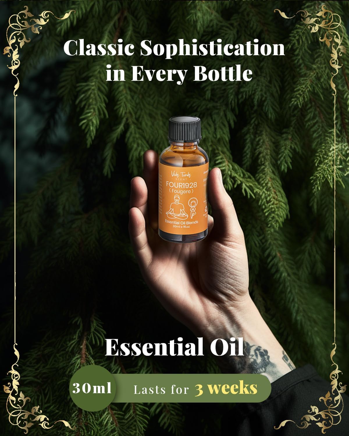 VTS Hotel Scent Essential Oils with Waterless Diffuser, Premium Gift for Women, Couples, Friends (1 fl.oz Fougere Hotel Fragrance Oil x 2 & Portable Diffuser)