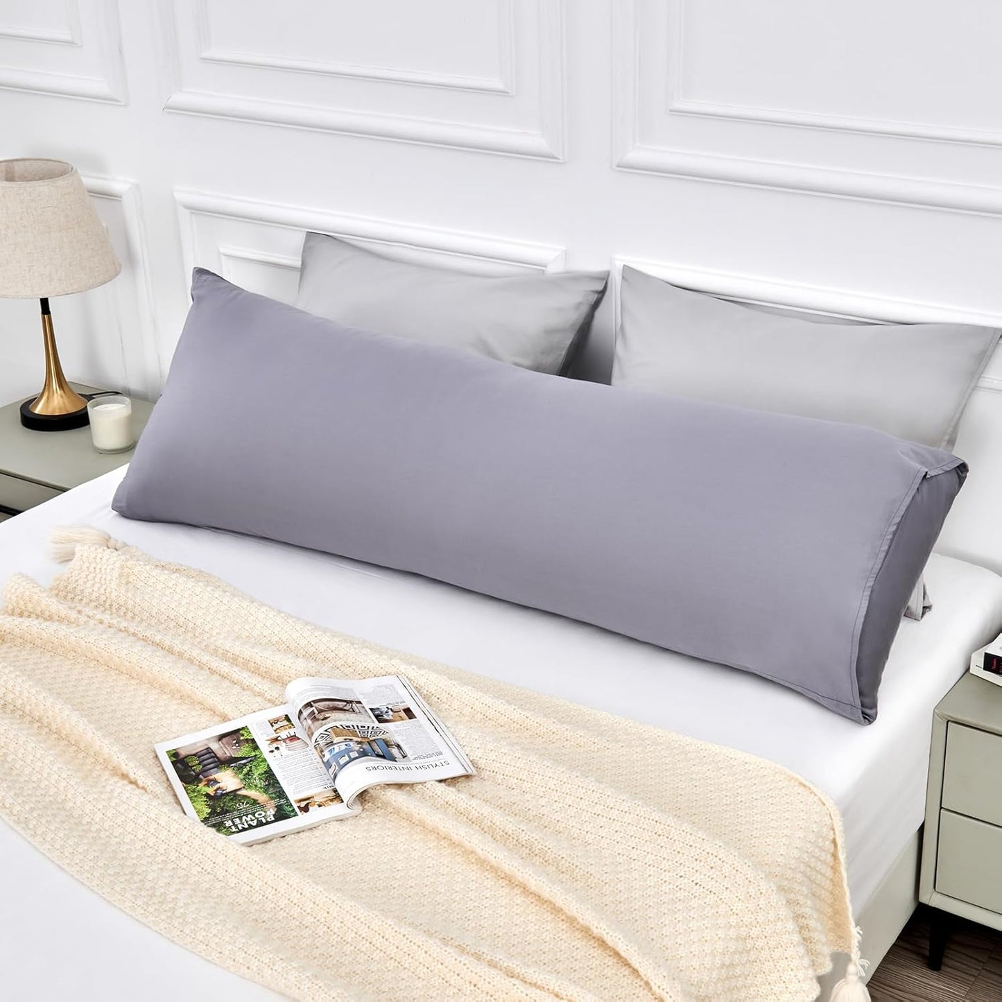 Warmstar Cotton Body Pillow Cover 1 Pack, 600 Thread Count Body Pillow case 20"x54", Long Body Pillow Case Cover Soft Breathable with Envelope Closure,Plum