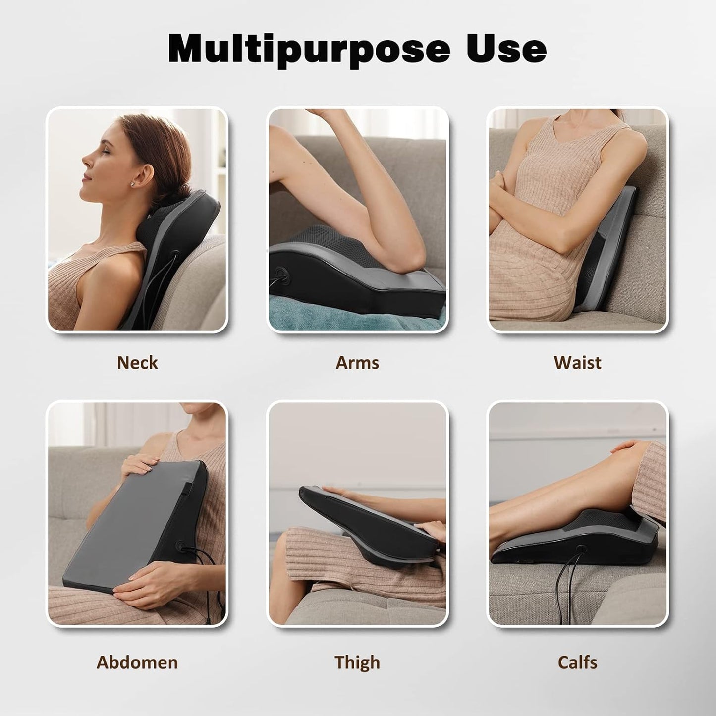 Back Massager with Heat, Massagers for Neck and Back, 3D Deep Tissue Kneading Massage Pillow for Neck, Shoulder, Leg Pain Relief, Gifts for Men Women Mom Dad, Relax at Home Office and Car - Dark Gray