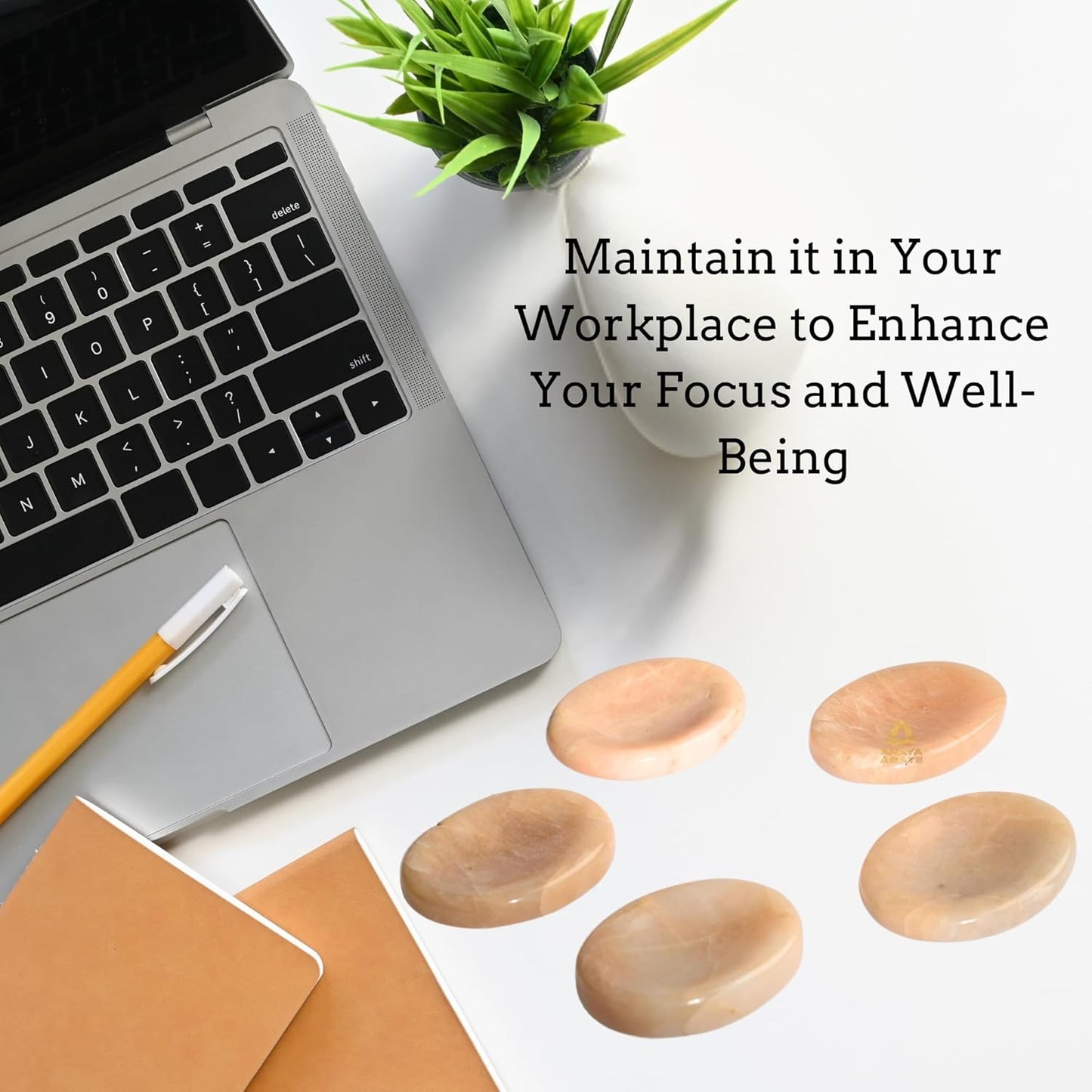 Peach Moonstone Worry Stones – Crystal Thumb Worry Stone for Anguish, Stress – Relaxing and Soothing Balance Stones for Meditation, Stress Relief – Healing Stones and Crystals for Men and Women