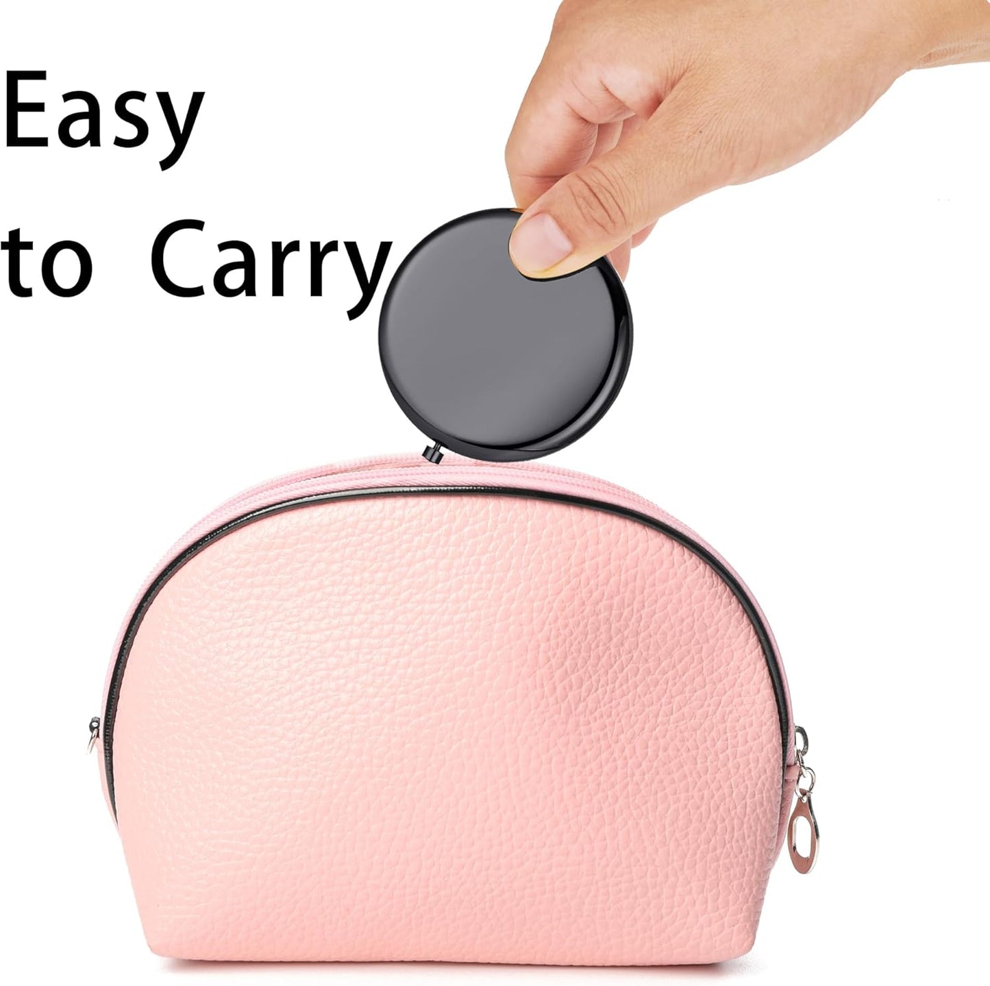 Compact Mirror, Pocket Travel Makeup Mirror for Purse, Metal Round Shell, 2-Sided 1X/2X Magnifying, Portable, Folding, Handheld, Black, 12 Pack