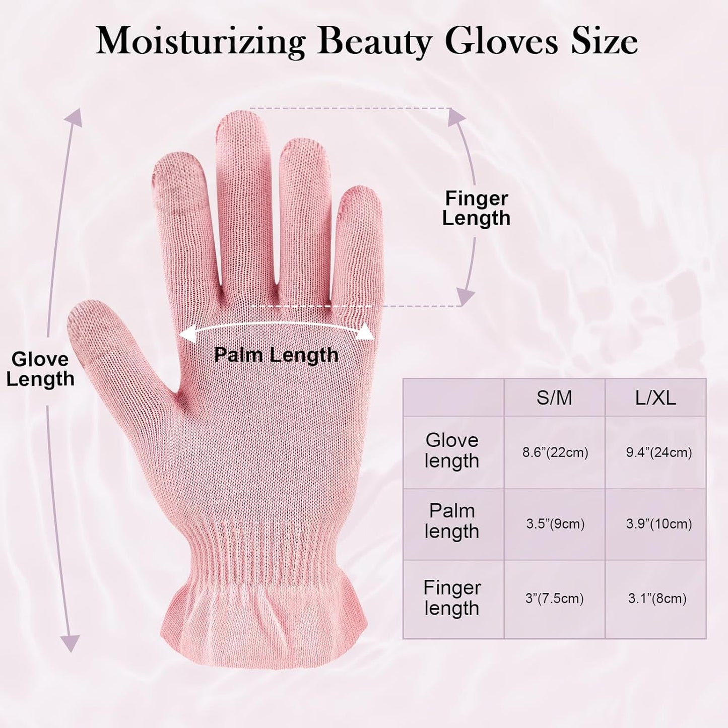 MIG4U Moisturizing Beauty Gloves Touchscreen Overnight Sleeping Glove for Women Dry Hands, Nighttime Lotion, Eczema, SPA, Cosmetic Treatment, Pink 3 Pairs Size L/XL