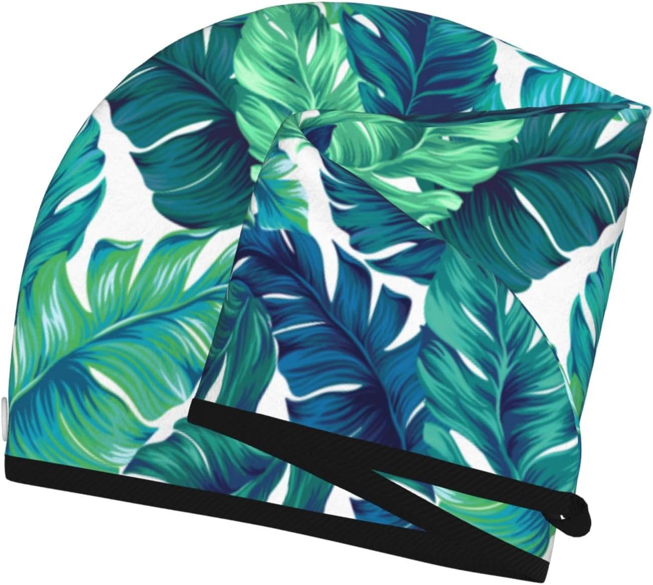 Tropical Palm Leaves Hair Towel Wrap Microfiber Fast Drying Hair Turban with Buttons for Women Drying Curly, Long & Thick Hair