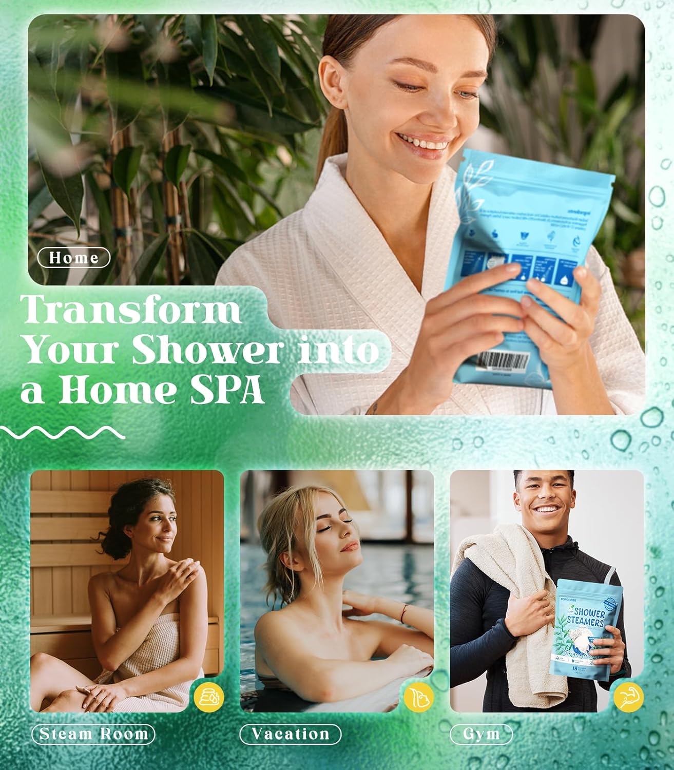 POPCHOSE Shower Steamers Aromatherapy - Eucalyptus for Shower, Stress Relief & Self Care- Home SPA Gifts, Birthday Gift for Women & Men, Shower Steamers for Sinus Relief, Quick Relief Nasal Congestion