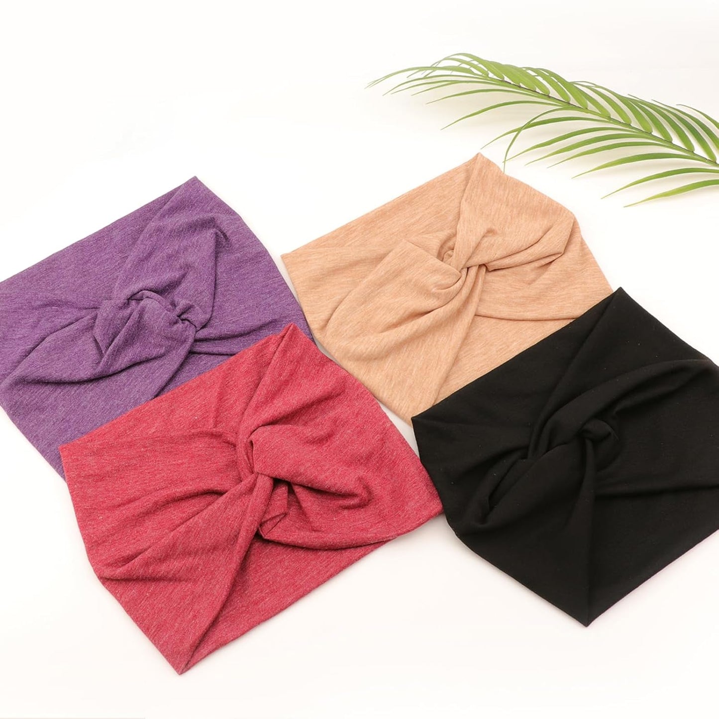 DRESHOW Extra Wide Headbands for Women Cotton Turban Knotted Bandana Head Bands Non Slip Boho Hair Accessories for Sports & Yoga