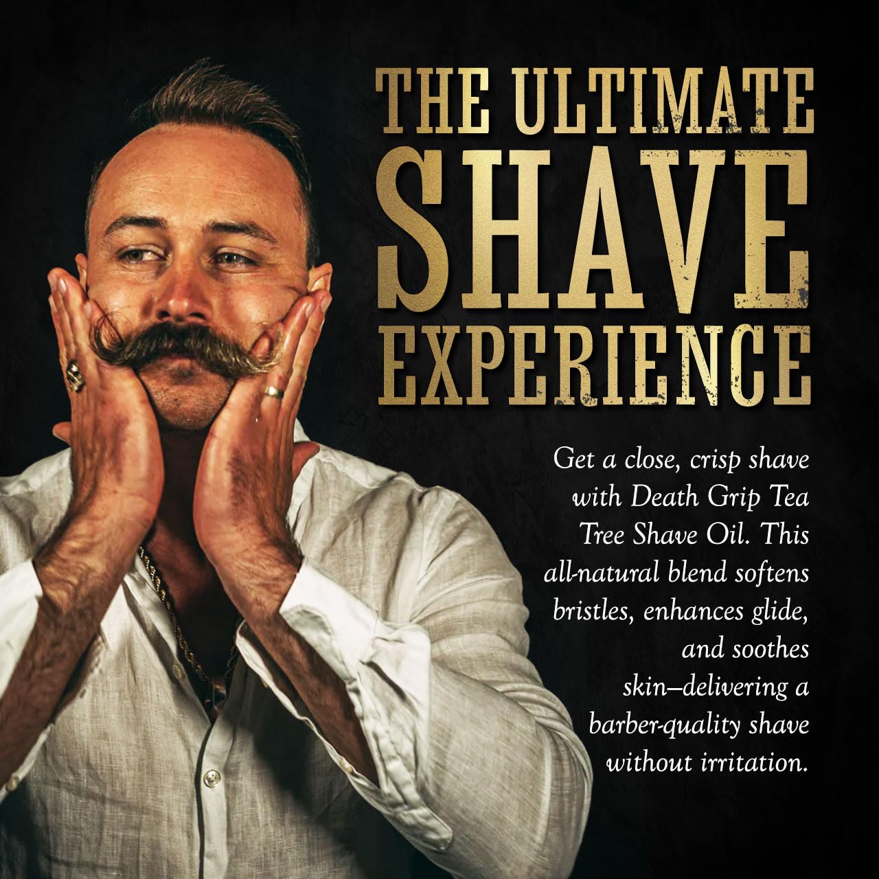 Shaving Kit for Men – Traditional Wet Shave Set with 4oz Shaving Soap, 3oz Tea Tree Oil, Badger Brush & Skull Bowl – For Use with Safety Razor or Straight Razor – Barber Grooming Gift by Death Grip