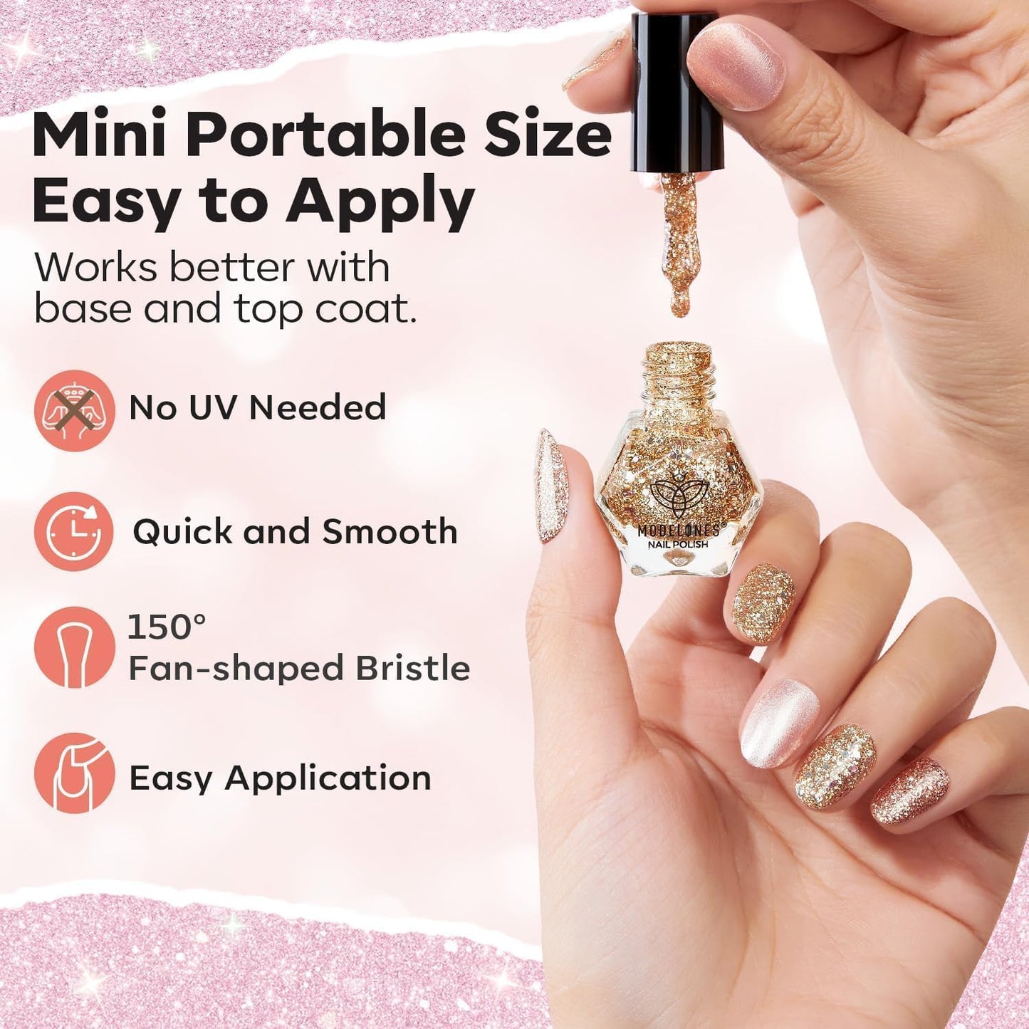 modelones Nail Polish Set 12 Colors Nude Brown Fall Nail Polish Set Champagne Gold Glitter Nail Polish Neutral Nude Pink Shimmer Fall Winter Brown Nail Gifts for Women Girl DIY Salon Home Manicure