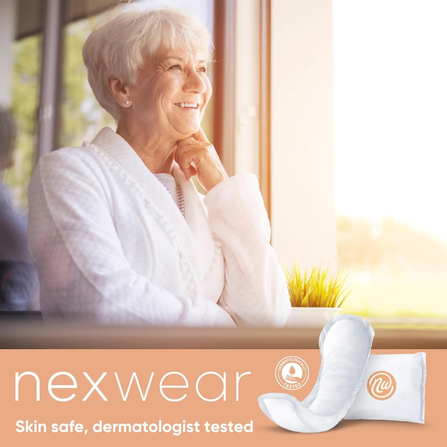 Nexwear Incontinence Pads for Women, Skin-Safe Design, Moderate Absorbency Bladder Control Pads for Leaks, Disposable, Discreet, Individually Wrapped, 10 in, 30 Count, 1 Pack