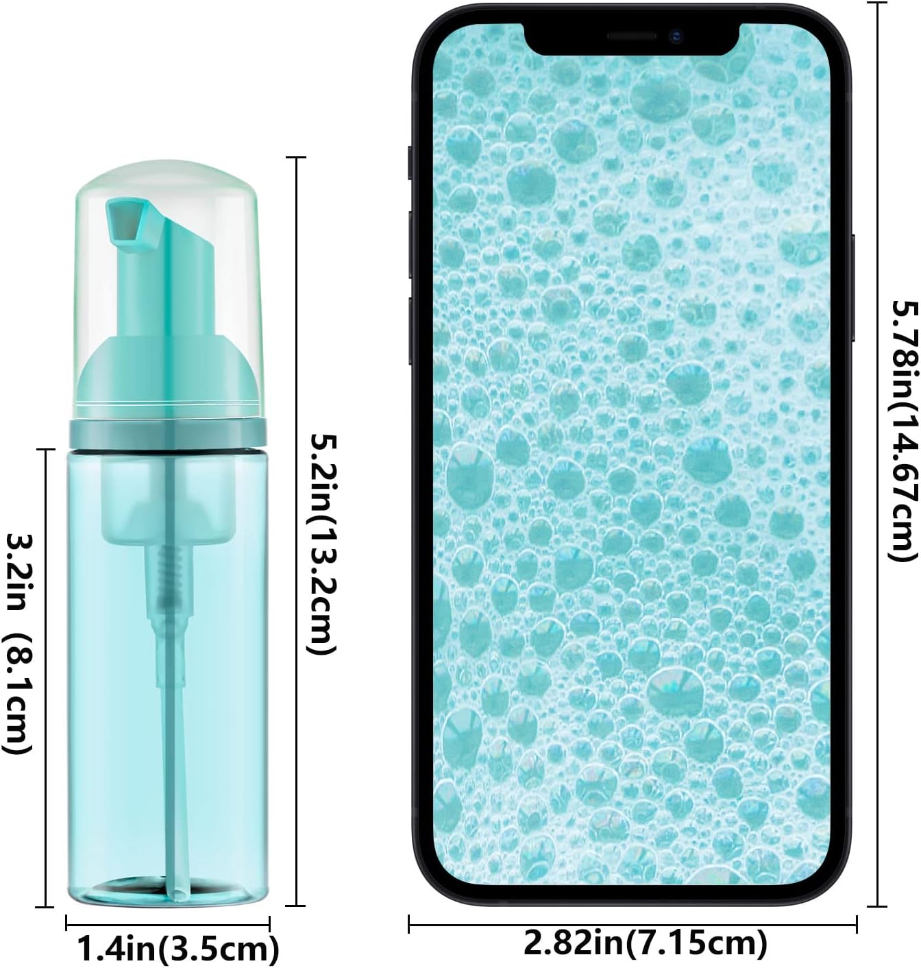 2 Oz Foam Soap Bottle Empty Travel Foaming Dispenser for Hand Soap,Lash Shampoo,Body Wash(12 PCS, Green)