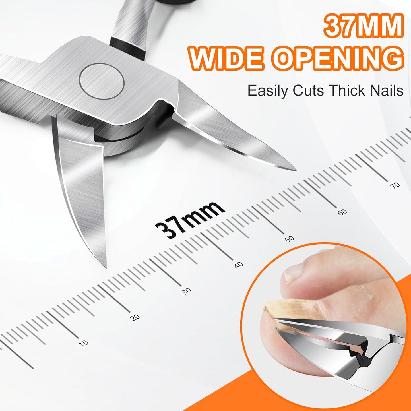 Toenail Clippers for Thick Nails for Seniors, Angled Head Ergonomic Nail Clippers for Men with Catcher, Wide Jaw Opening Heavy Duty Large Toe Nail Clippers for Thick Ingrown Nails