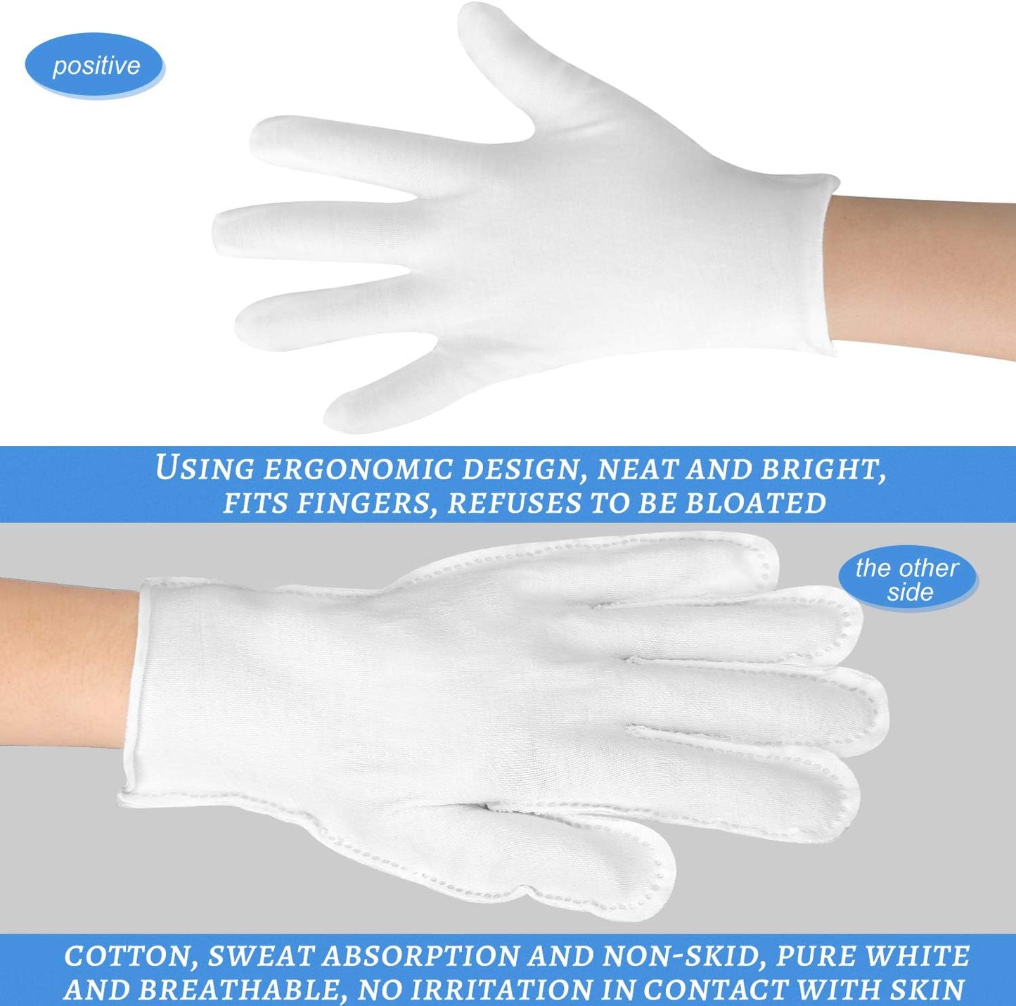 30 Pcs White Cotton Gloves for Dry Hands Moisturizing Eczema Overnight, Men and Women Stretchable Cloth White Gloves for Coin Jewelry Silver Inspection Halloween