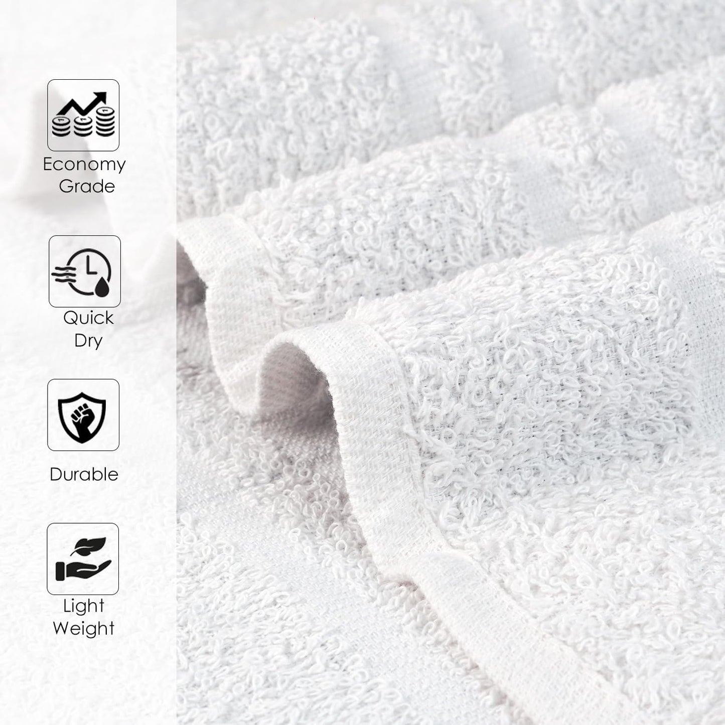 Hand Towels (Pack of 40) - White Economy Salon & Spa Towels - 100% Cotton, Highly Absorbable, 16 x 27 Inches