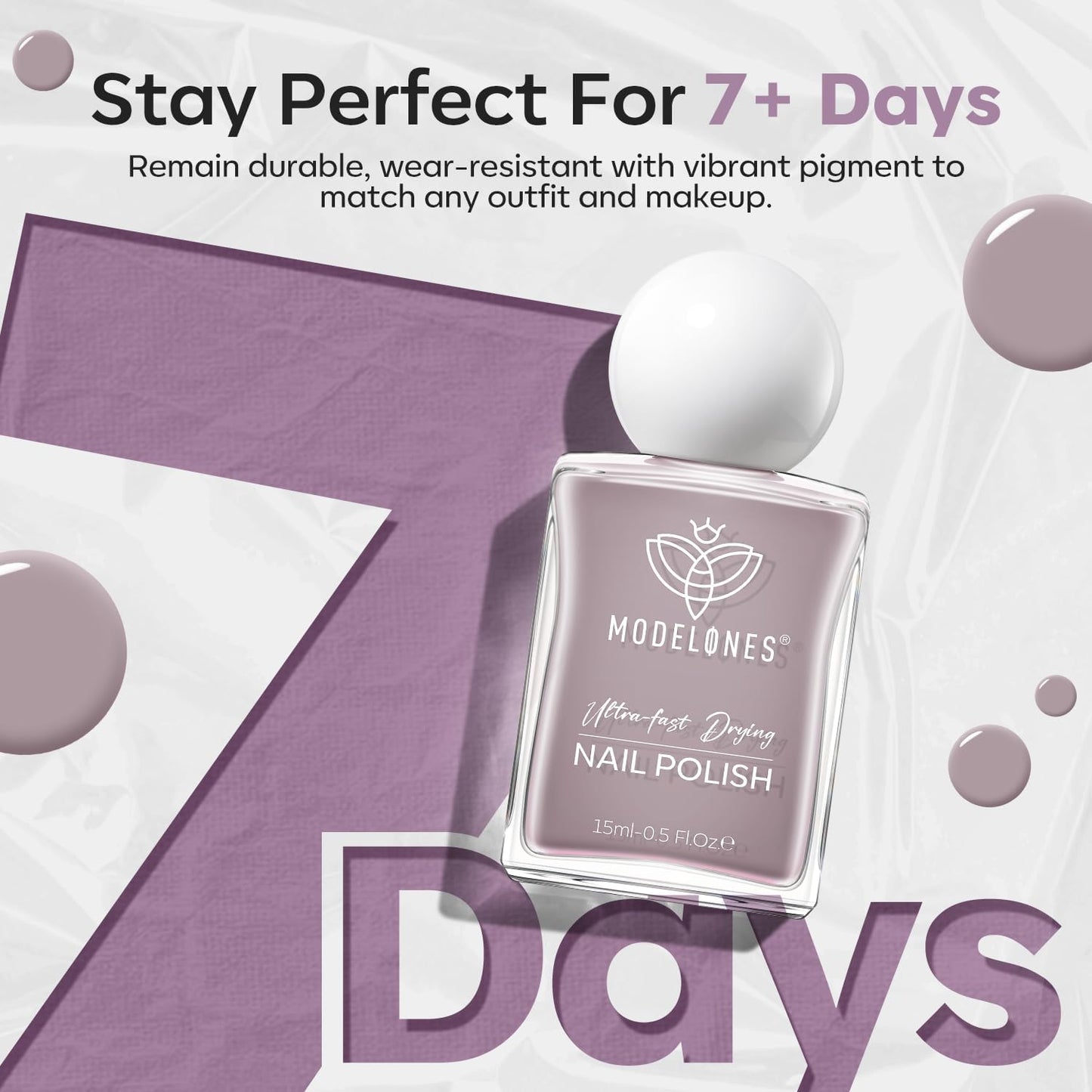 modelones Gray Nail Polish, Light Grey 15 ml Quick Dry Nail Lacquer Strengthener Long Last Shine Fingernail Toe Nail Art DIY Home Travel Manicure Gift for Women Girls 0.5 Fl Oz