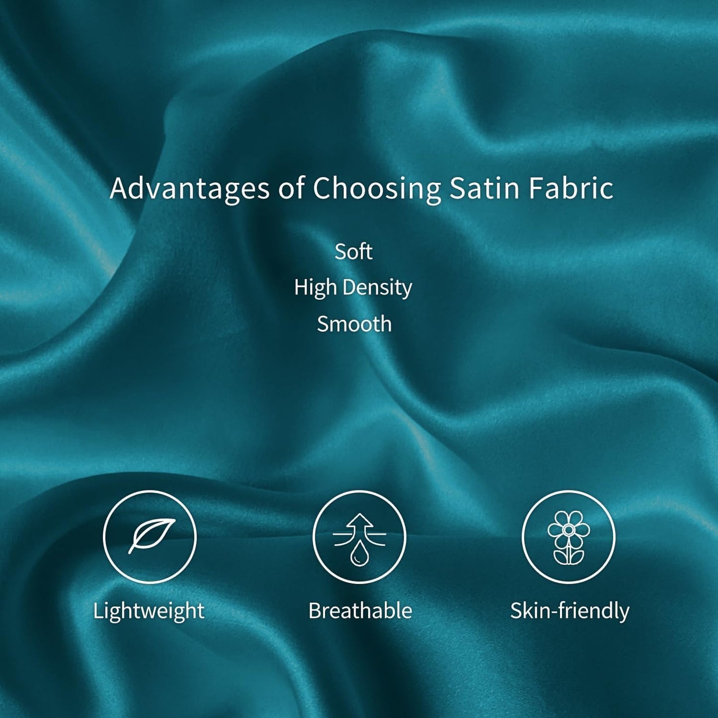 Satin Silk Pillowcase for Hair and Skin, Black Pillow Cases Standard Size Set of 4 Pack Super Soft Pillow Case with Zipper Closure (Teal, Queen(4 Pack))